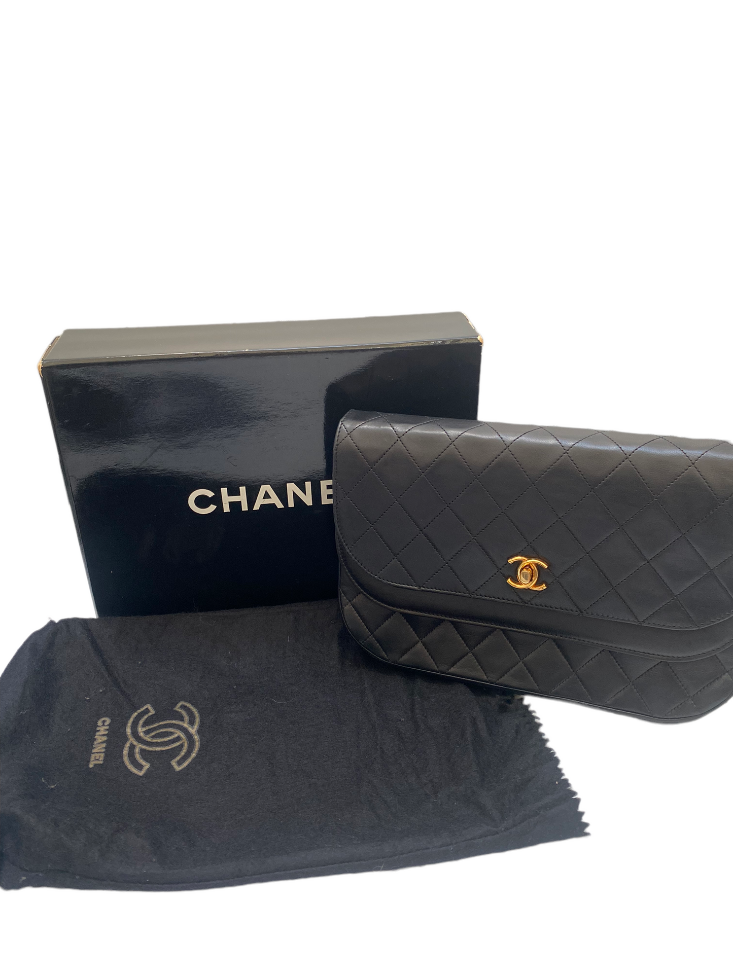 Chanel vintage dark blue quilted flap bag