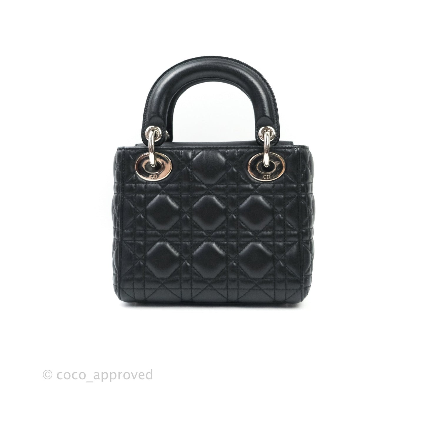 Christian Dior Cannage Mini Lady Dior Black Silver Hardware