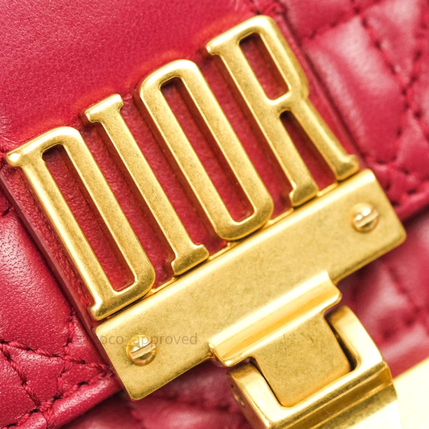 Christian Dior Lambskin Cannage Small Dioraddict Flap Bag Red Gold Hardware