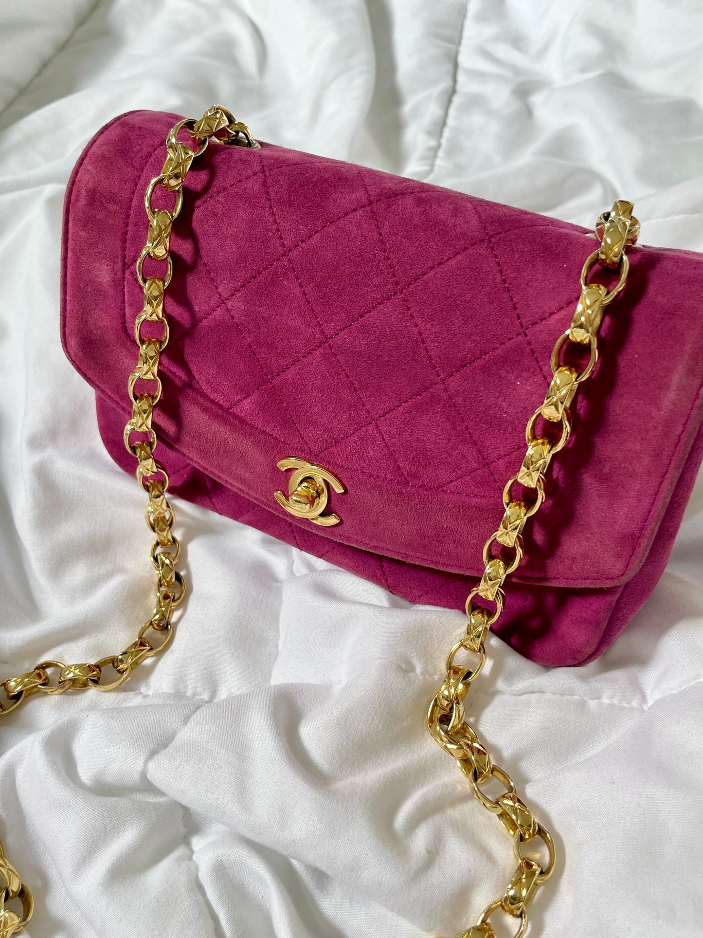 Extremely Rare Chanel Suede Mini Diana Bag