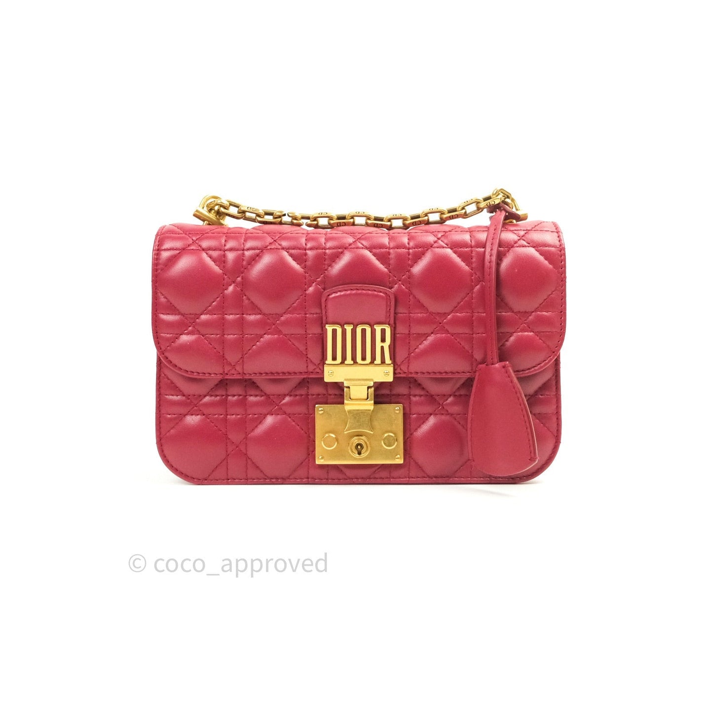 Christian Dior Lambskin Cannage Small Dioraddict Flap Bag Red Gold Hardware