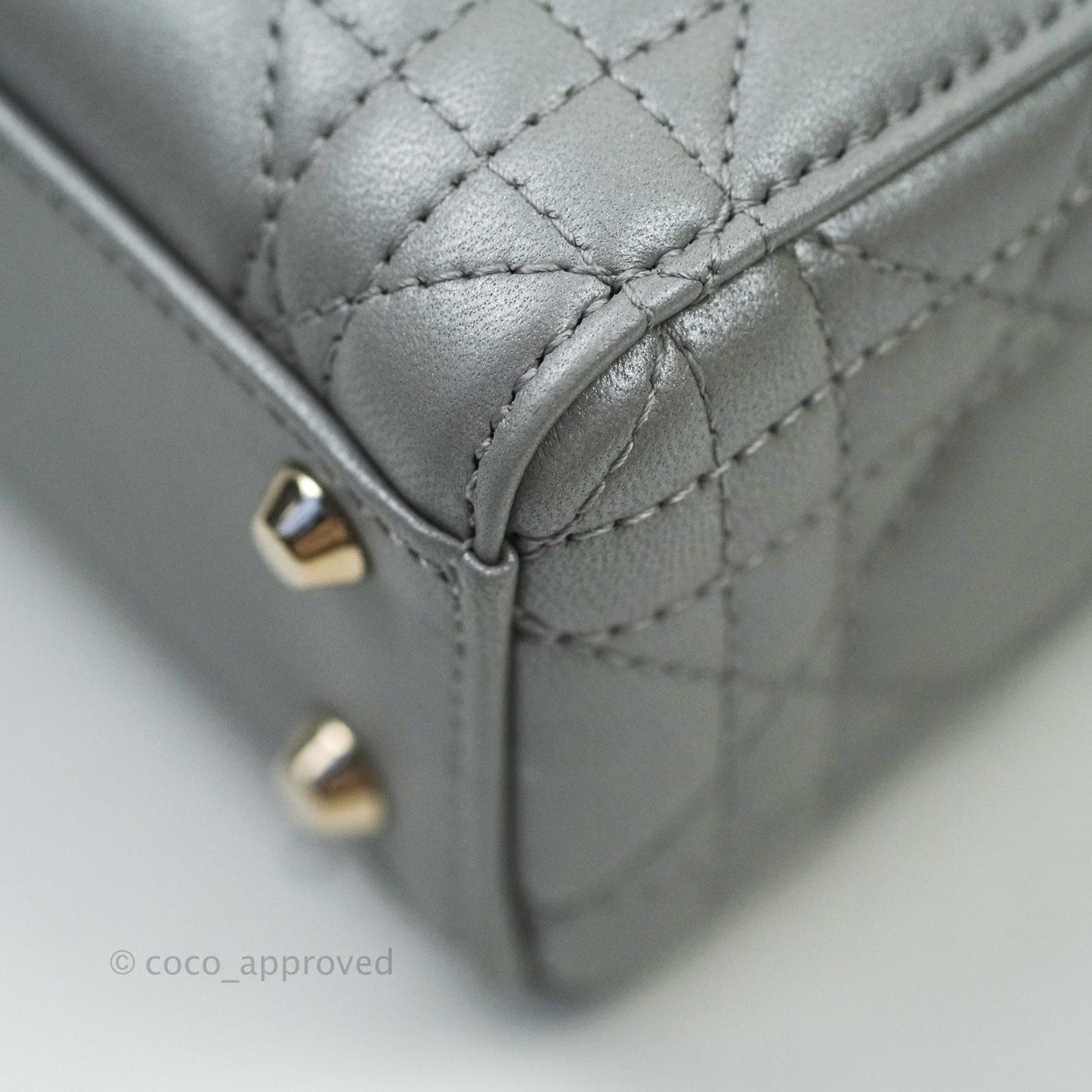 Christian Dior Calfskin Cannage Mini Lady Dior Grey