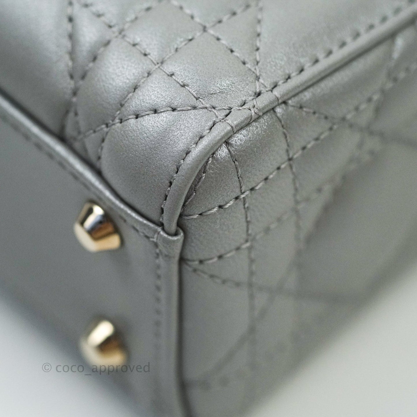 Christian Dior Calfskin Cannage Mini Lady Dior Grey