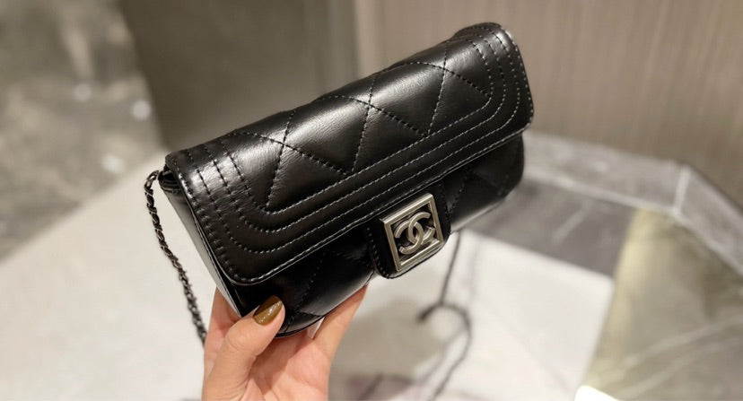 Chanel black leather crossbody