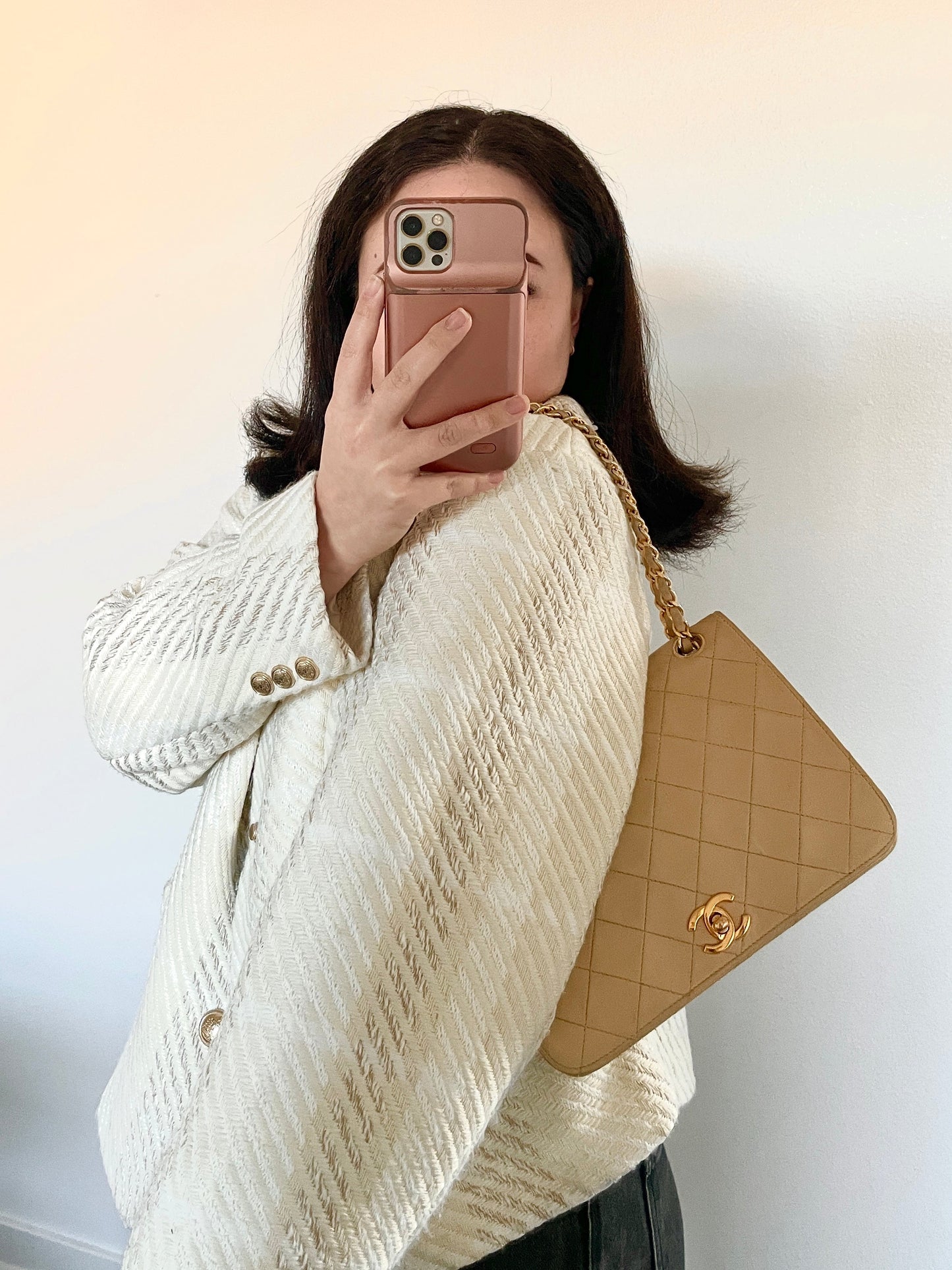 Chanel Beige Full Flap Bag