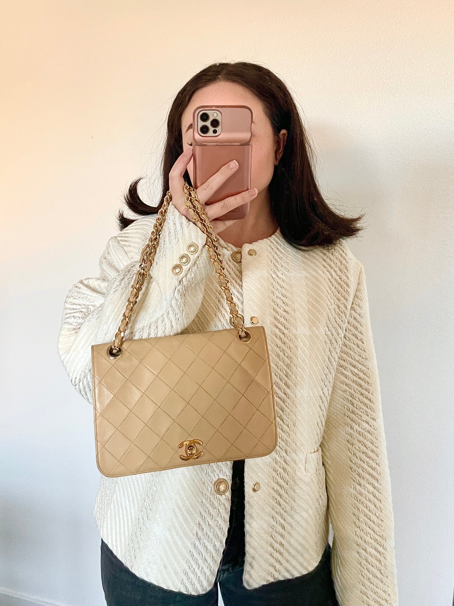 Chanel Beige Full Flap Bag