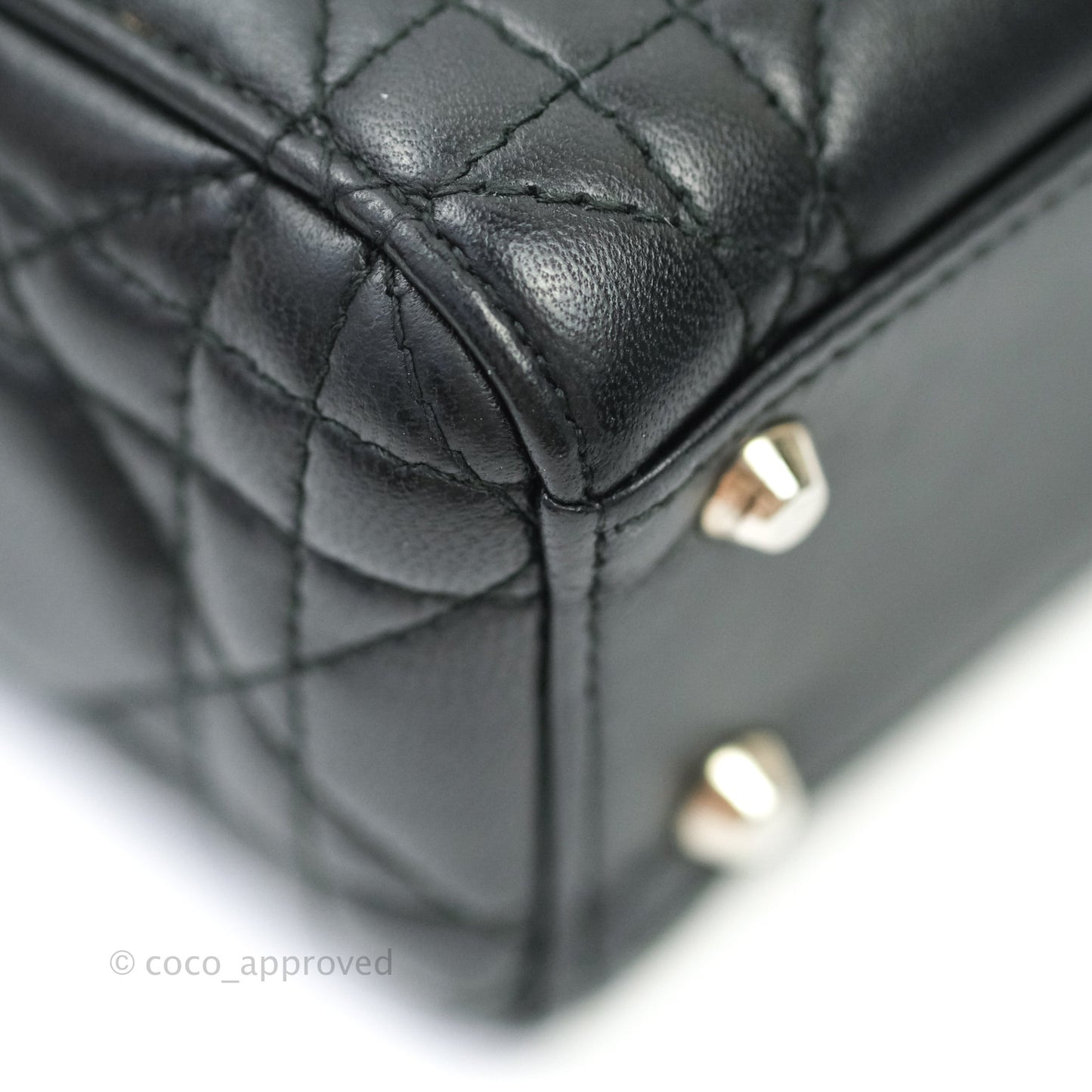 Christian Dior Cannage Mini Lady Dior Black Silver Hardware