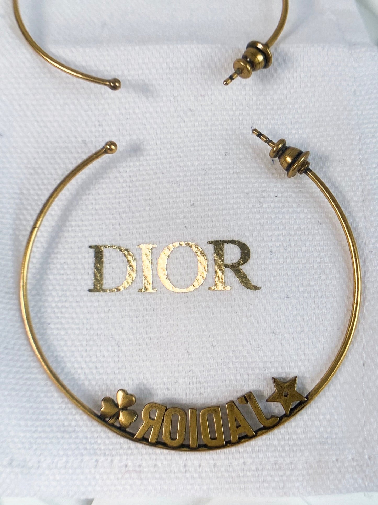Dior Jadore Hoops Earrings Antique Gold