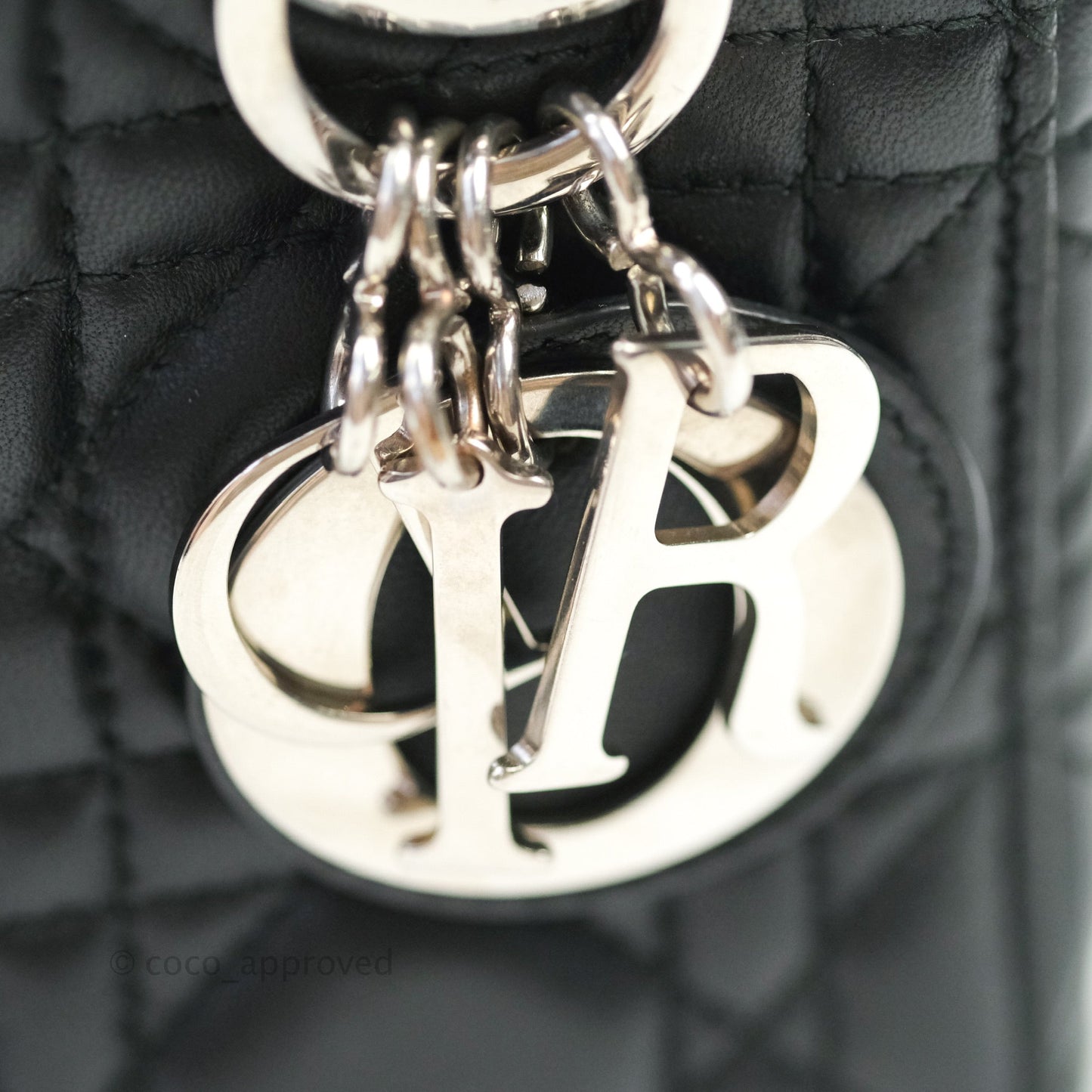 Christian Dior Cannage Mini Lady Dior Black Silver Hardware