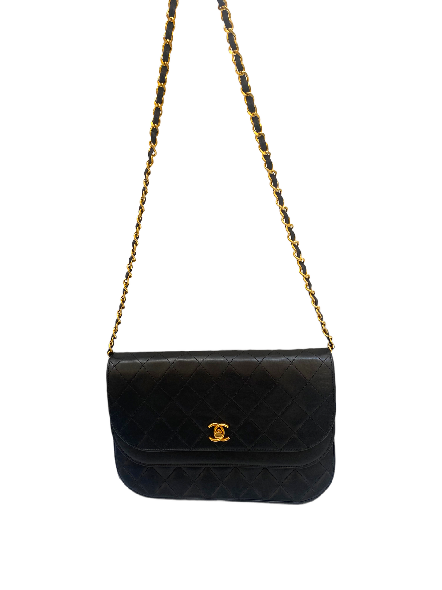 Chanel vintage dark blue quilted flap bag