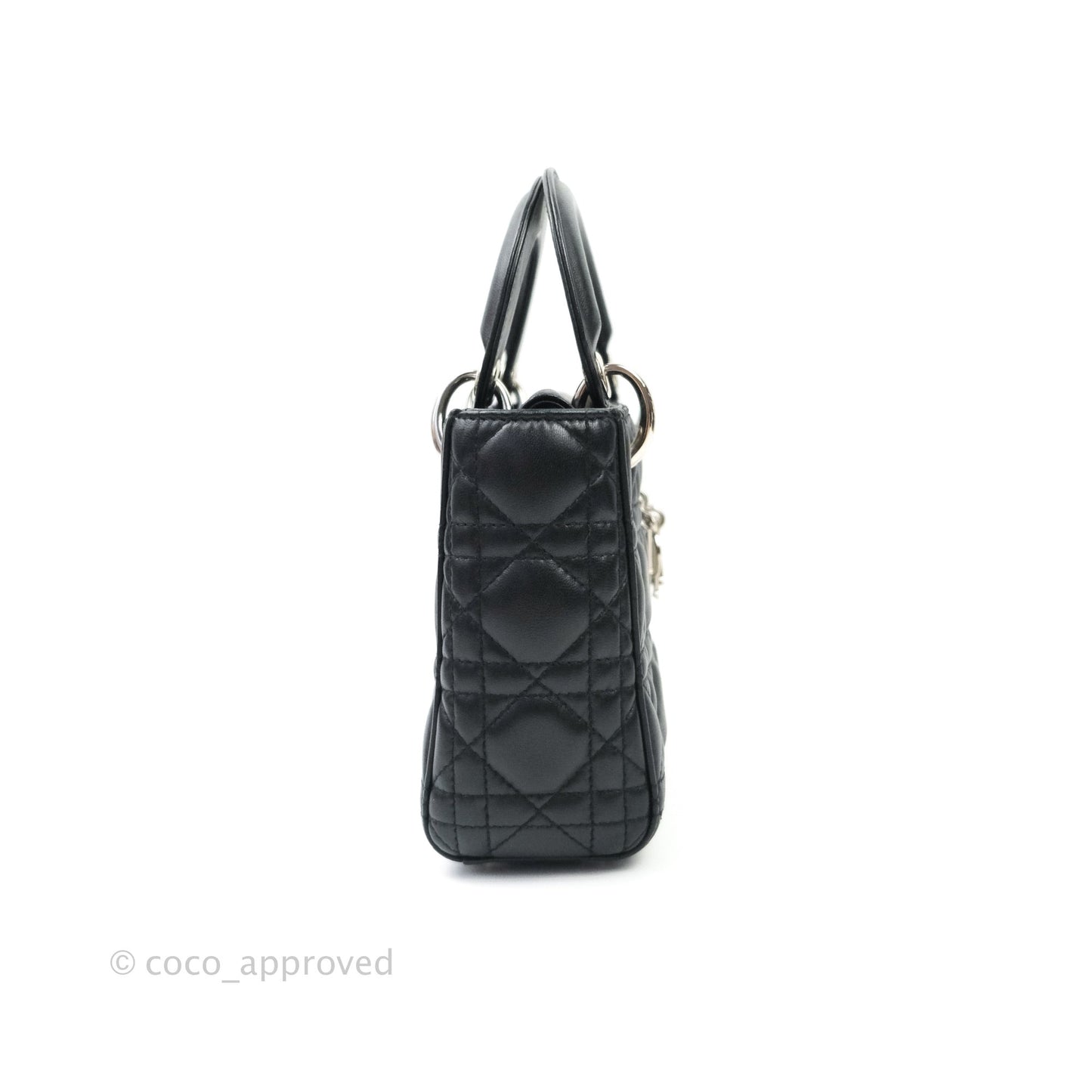 Christian Dior Cannage Mini Lady Dior Black Silver Hardware