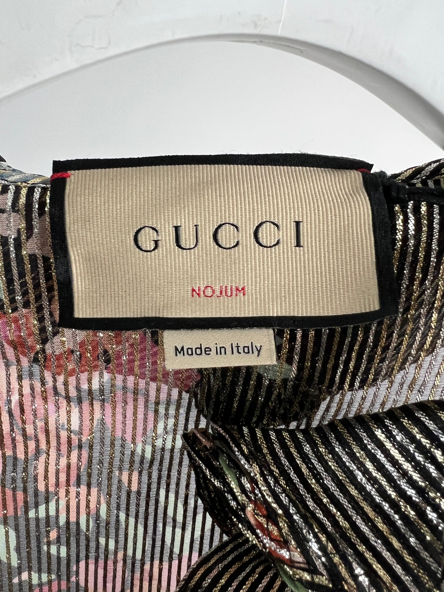 Gucci Black Metallic Striped Blouse and Trouser Set with Floral Detail Size UK 10-14