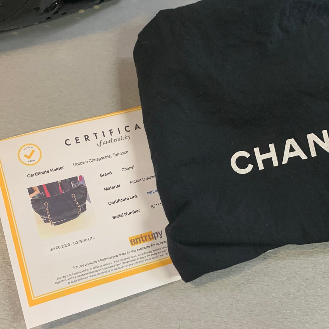 Chanel Perforated Patent Leather Tote Bag