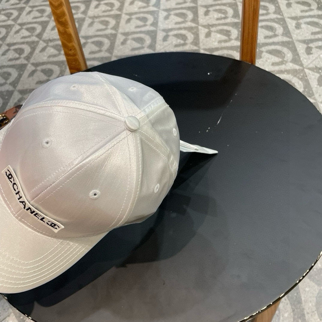 CHANEL BASEBALL HAT IN PALE GRAY SILK SATIN 404863