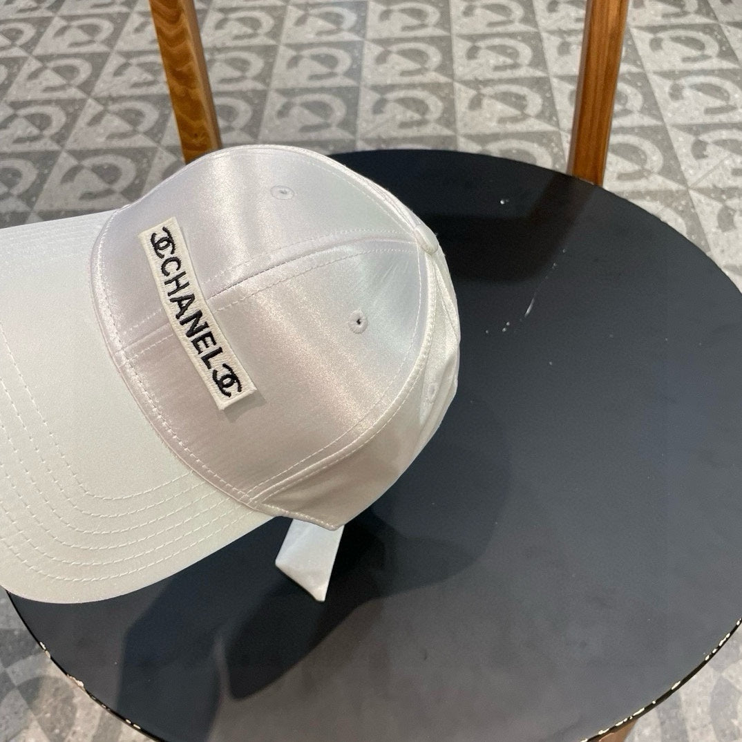 CHANEL BASEBALL HAT IN PALE GRAY SILK SATIN 404863