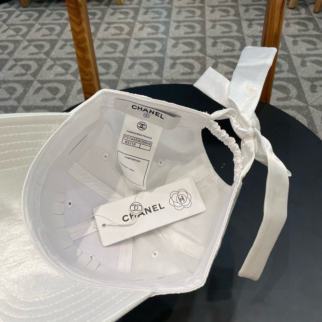 CHANEL BASEBALL HAT IN PALE GRAY SILK SATIN 404863