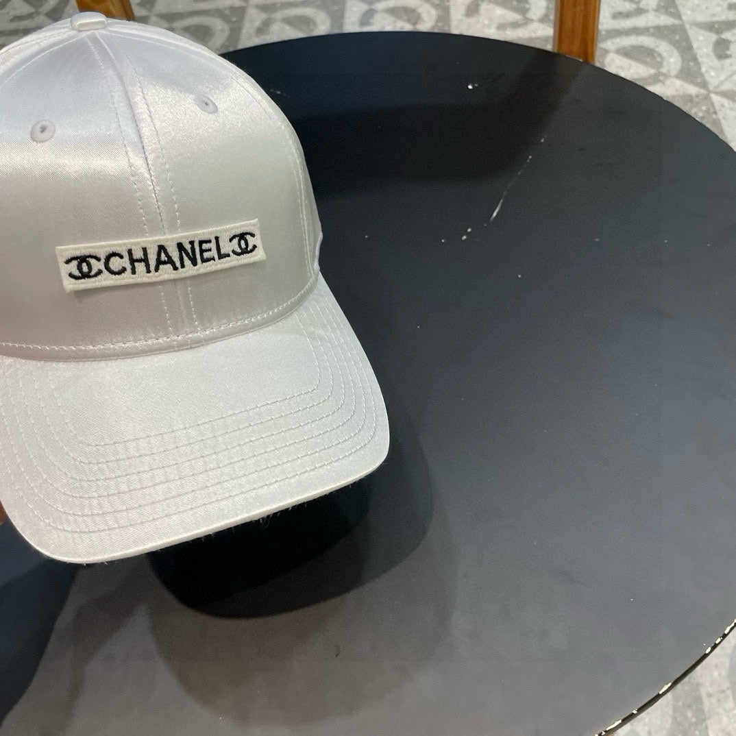 CHANEL BASEBALL HAT IN PALE GRAY SILK SATIN 404863
