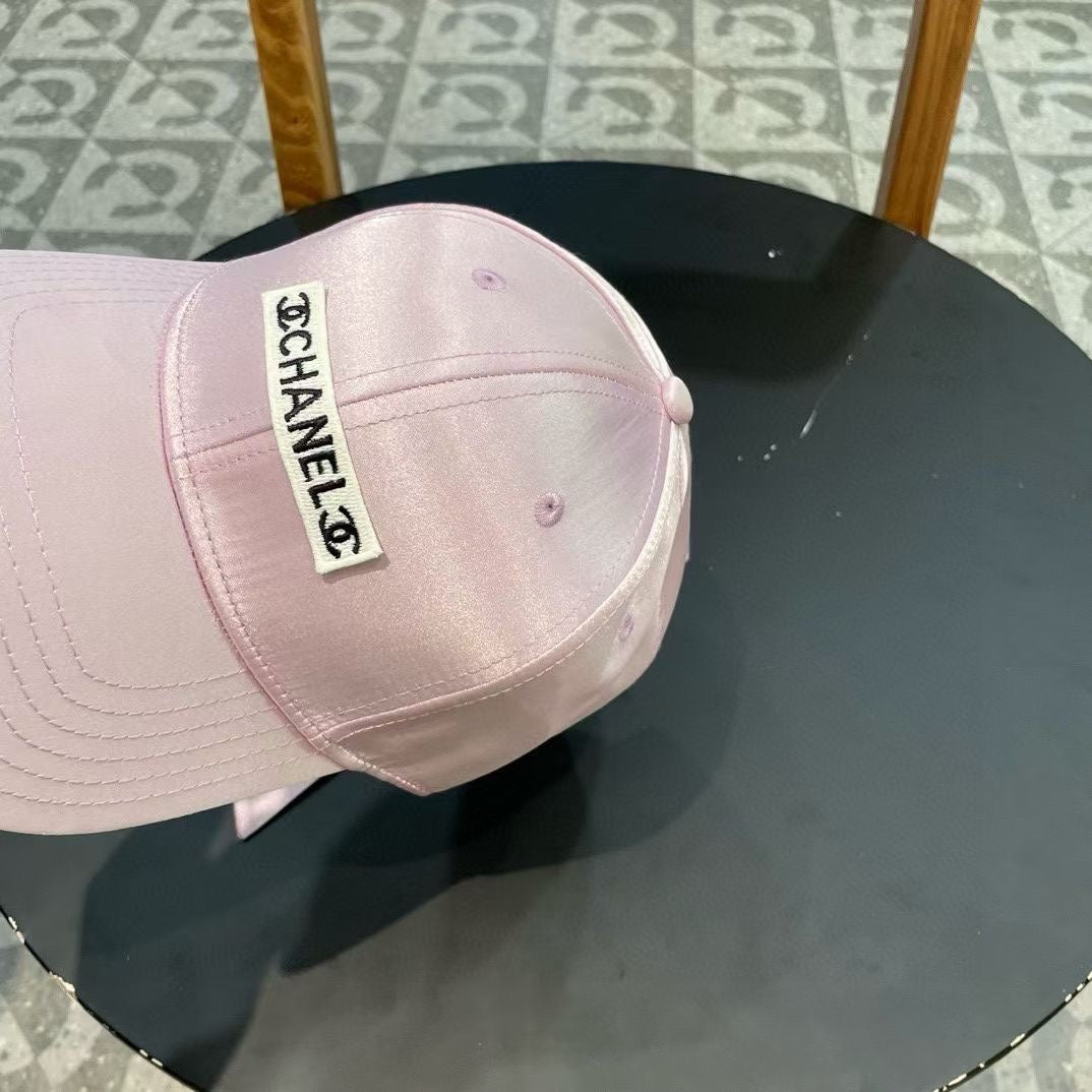 CHANEL BASEBALL HAT IN LIGHT PINK SILK SATIN 404864