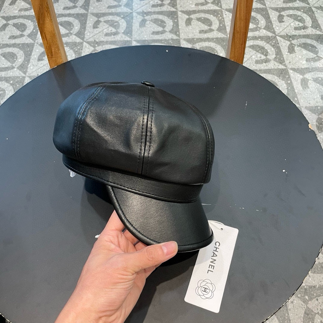 CHANEL BAKER BOY CAP IN TORTILLA BROWN CALFSKIN 419446