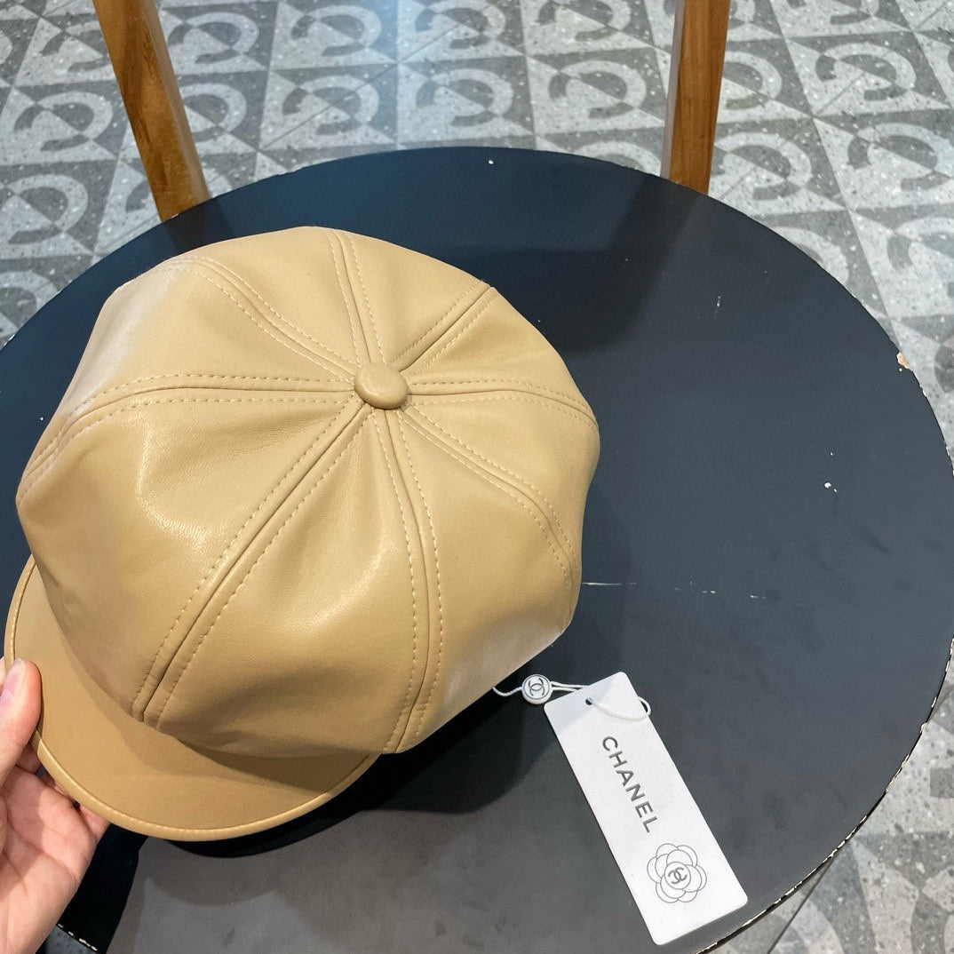CHANEL BAKER BOY CAP IN TORTILLA BROWN CALFSKIN 419447