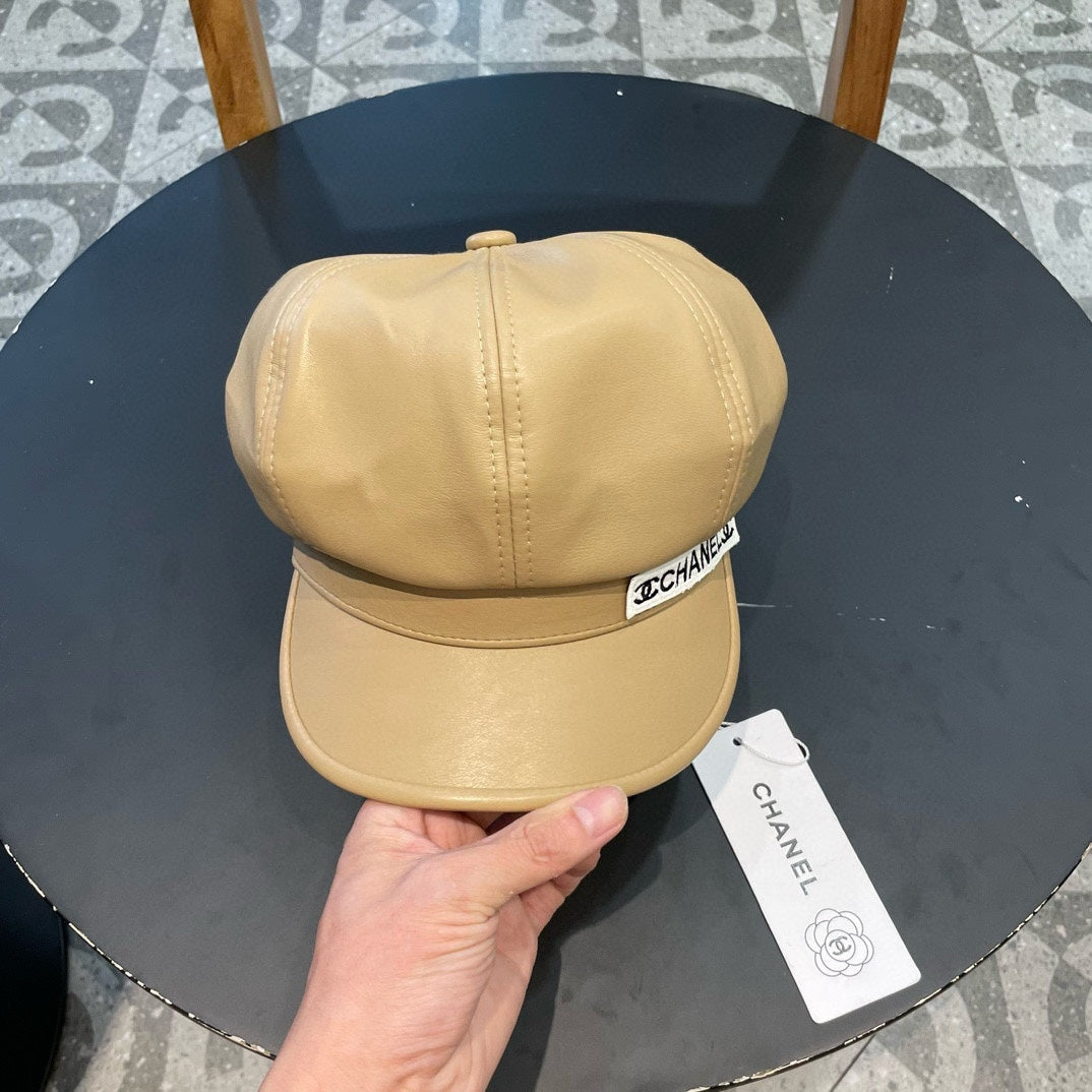 CHANEL BAKER BOY CAP IN TORTILLA BROWN CALFSKIN 419447