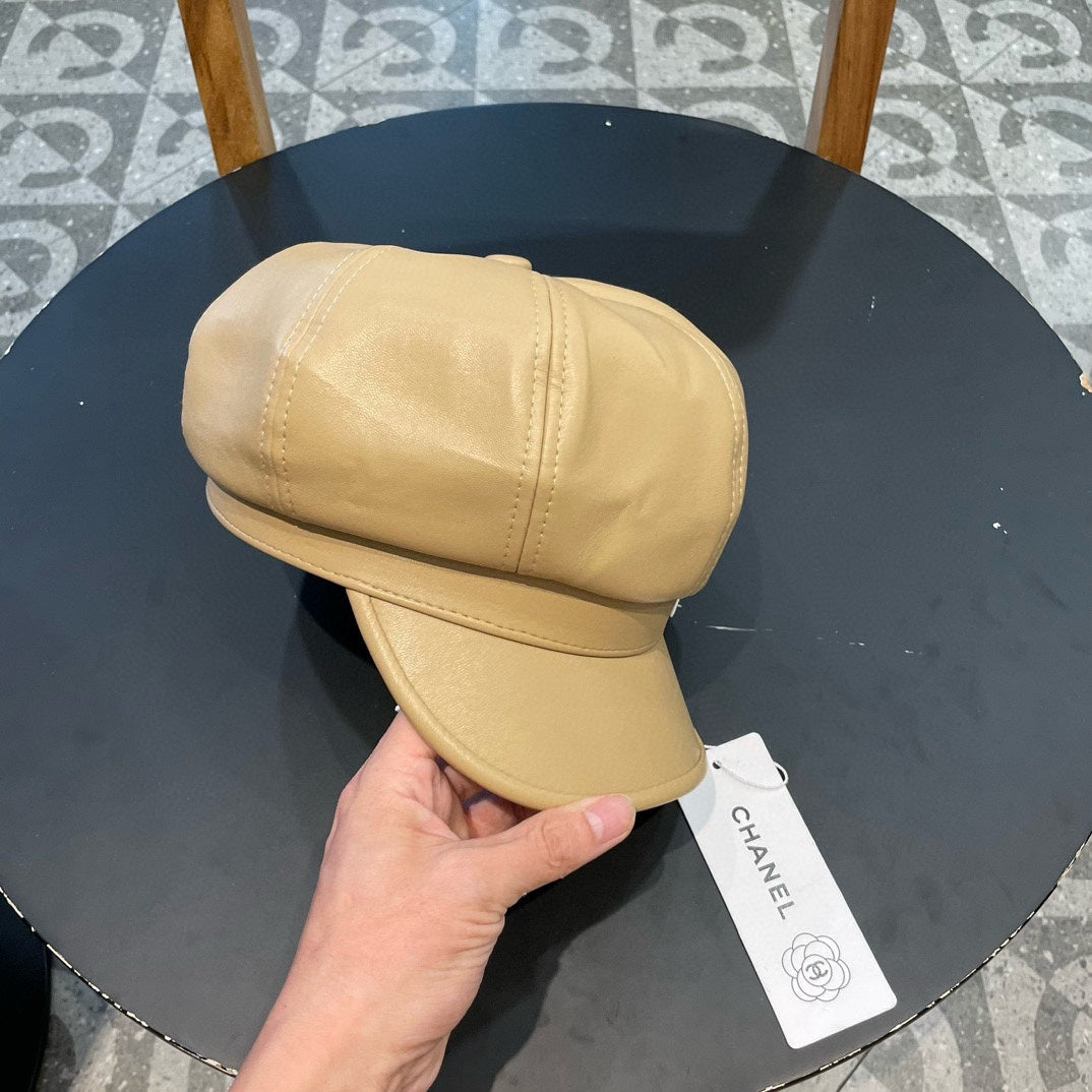 CHANEL BAKER BOY CAP IN TORTILLA BROWN CALFSKIN 419447