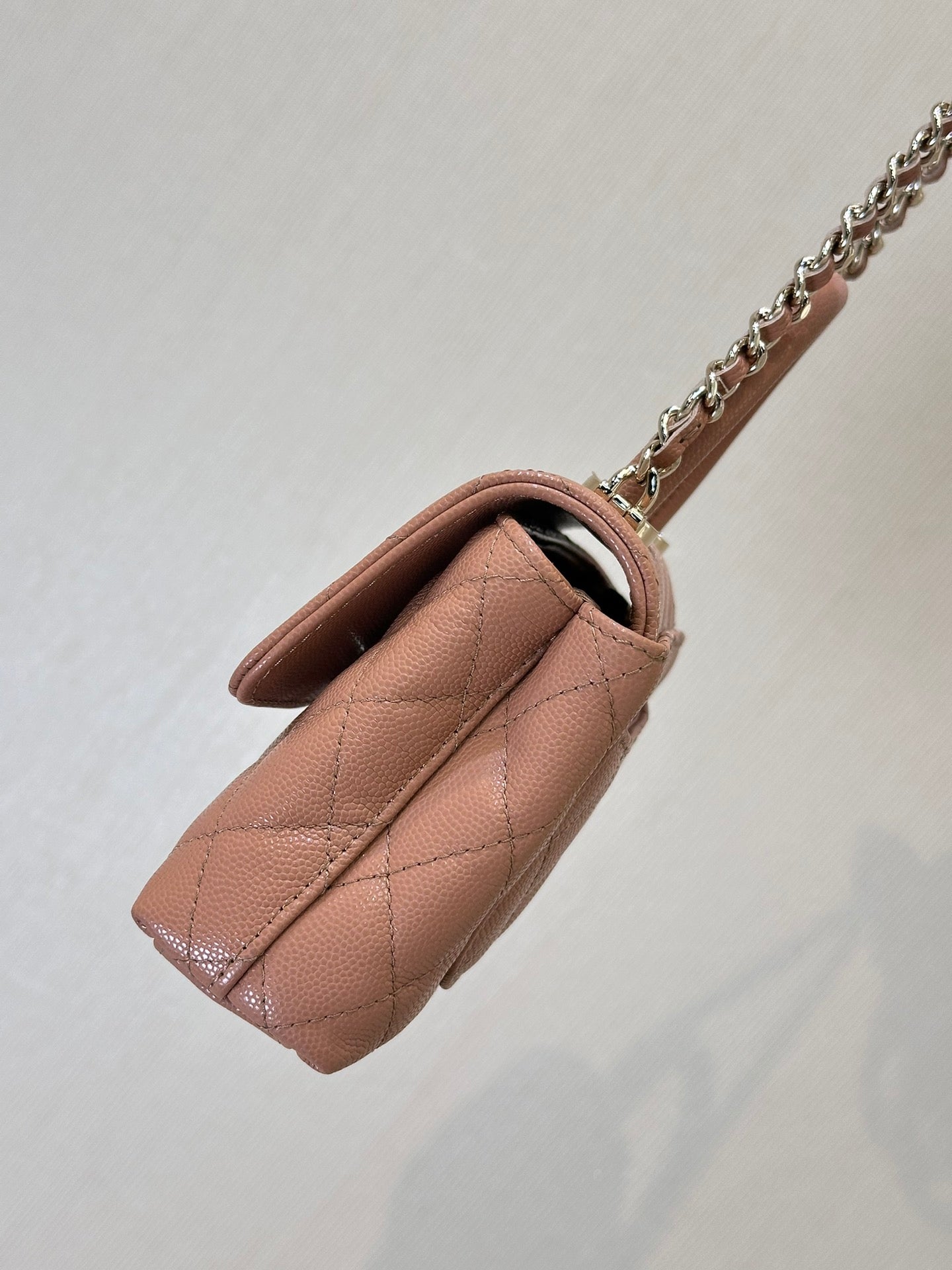 CHANEL 24K Coco Handle Nano 14.5cm Begie Grained Calfskin Gold Hardware