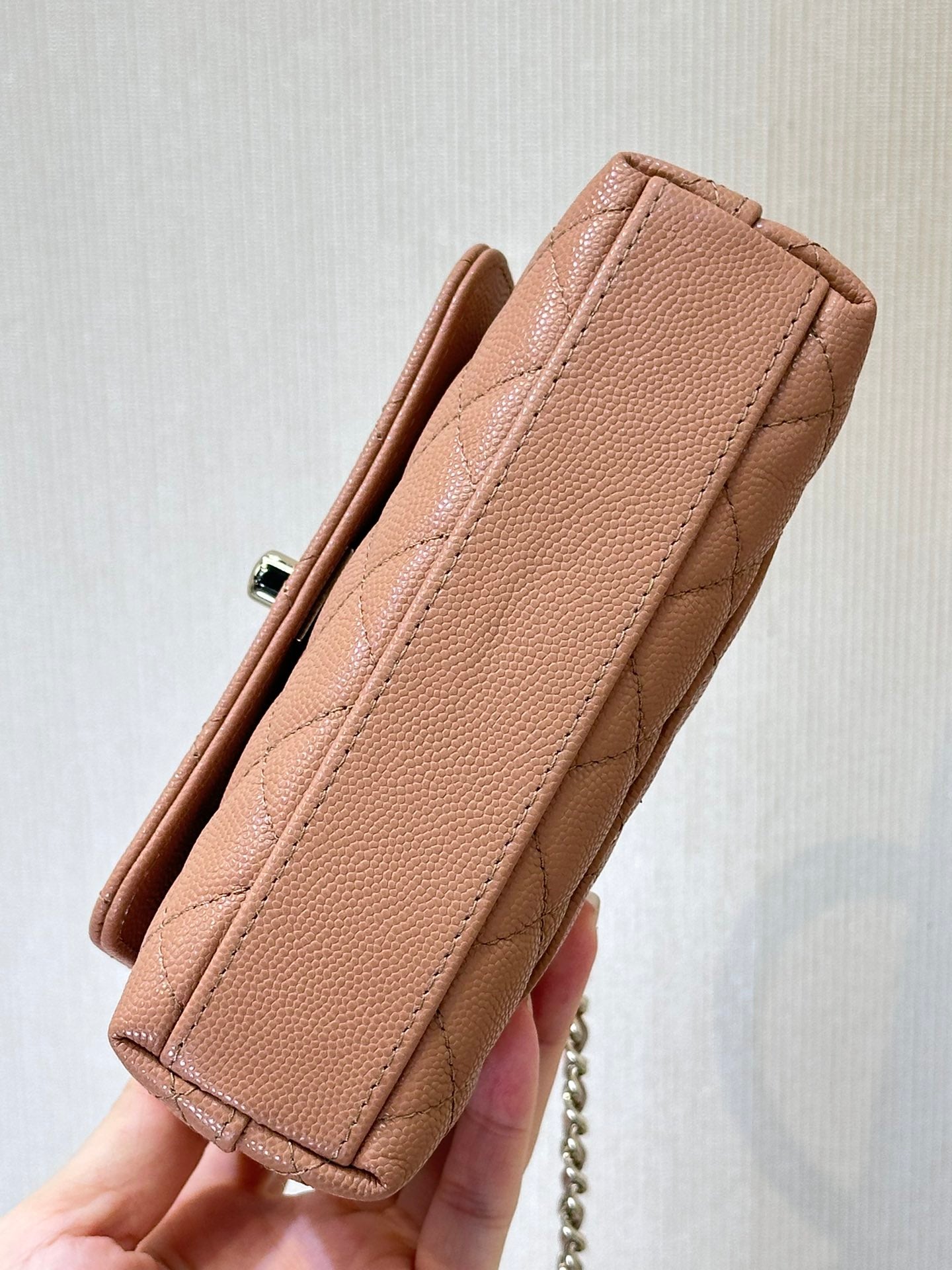 CHANEL 24K Coco Handle Nano 14.5cm Begie Grained Calfskin Gold Hardware