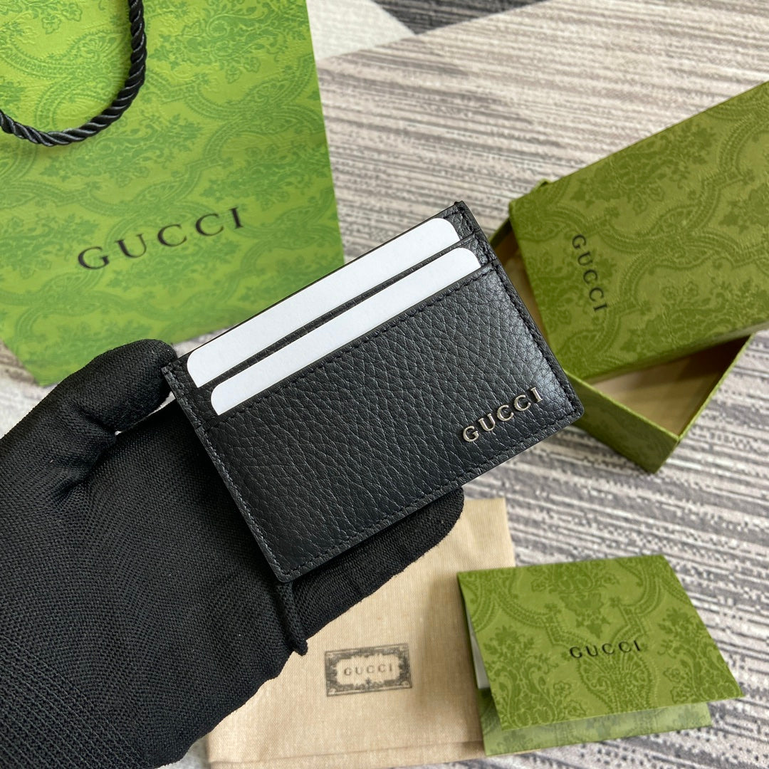 Gucci CARD HOLDER 10 IN BLACK CALFSKIN