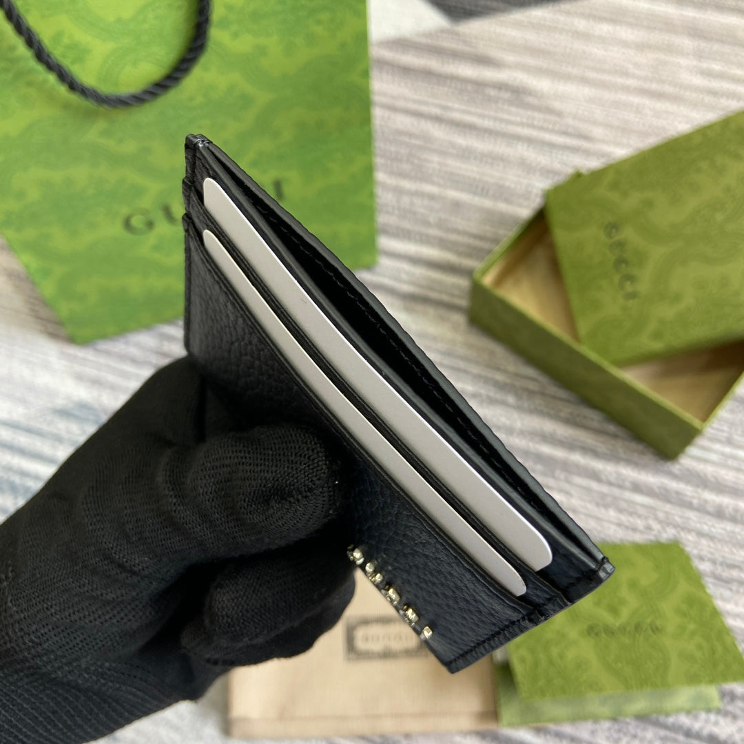 Gucci CARD HOLDER 10 IN BLACK CALFSKIN