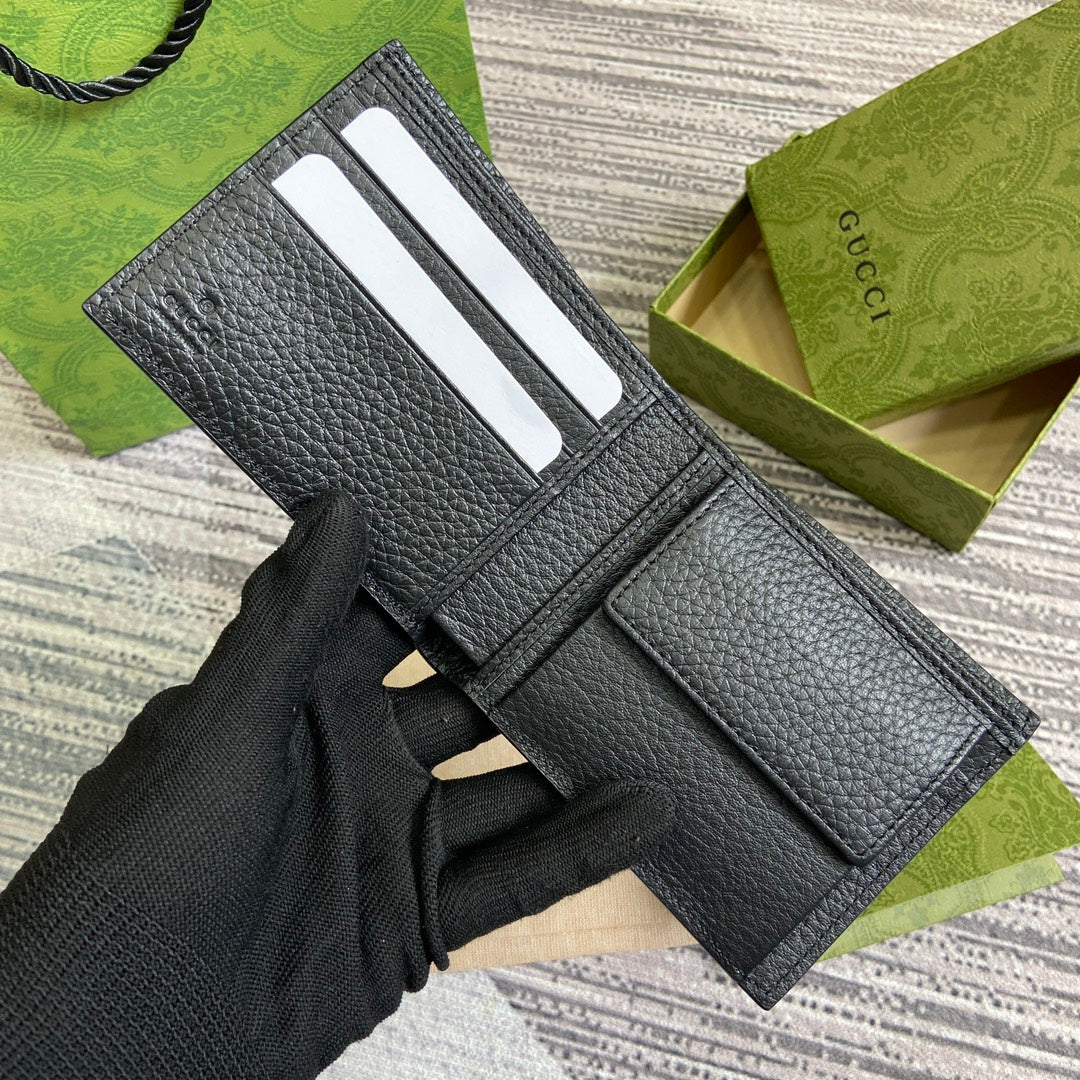 Gucci BIFOLD WALLET 11 IN BLACK CALFSKIN