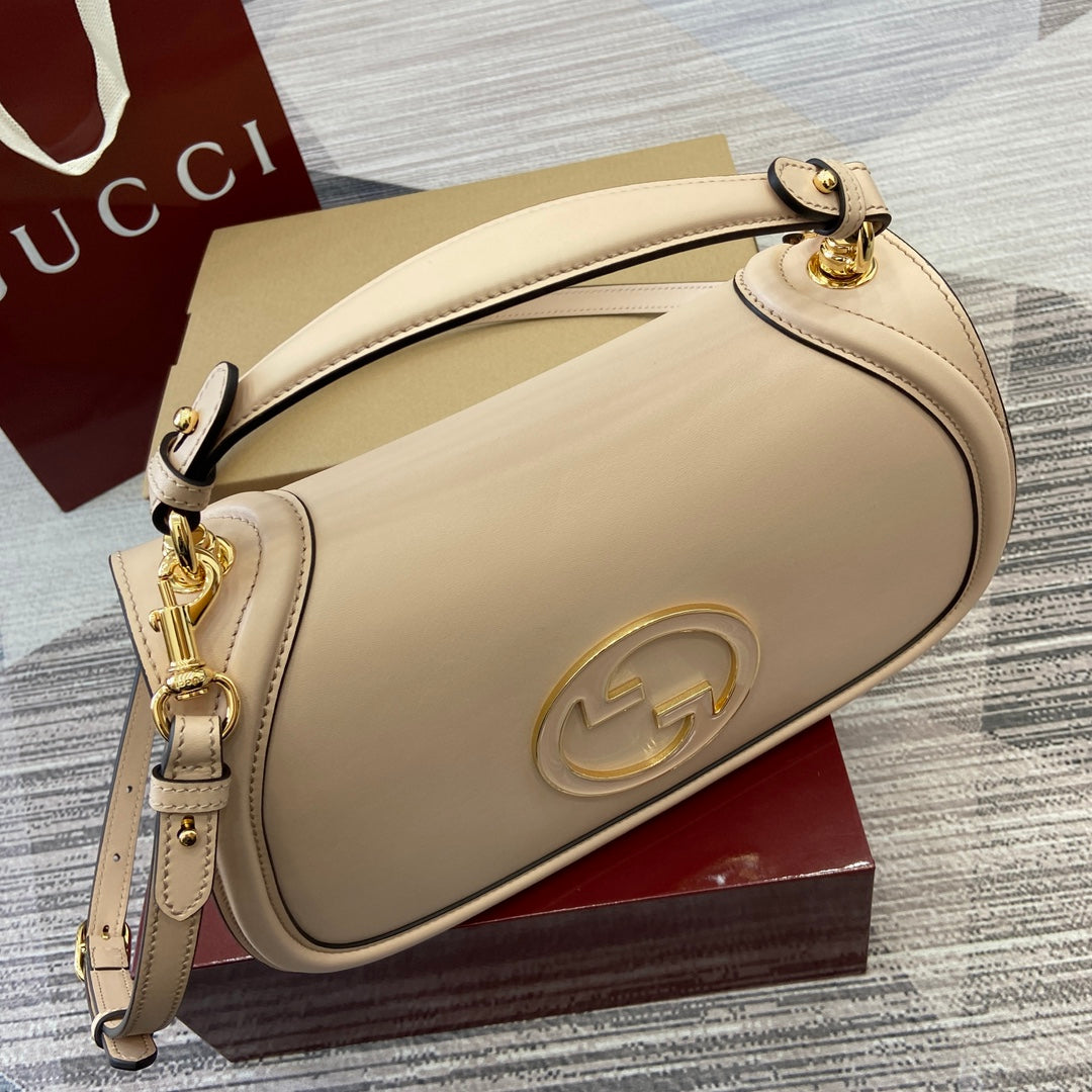 Gucci BLONDIE MEDIUM SHOULDER BAG 32 IN BEIGE CALFSKIN GOLD HARDWARE