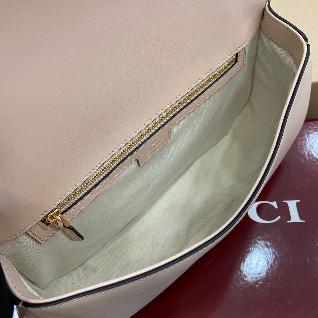 Gucci BLONDIE MEDIUM SHOULDER BAG 32 IN BEIGE CALFSKIN GOLD HARDWARE
