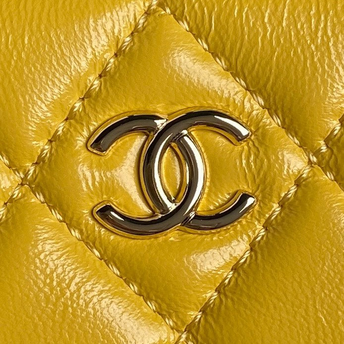 CHANEL 24K Camera Bag Yellow Calfskin Gold Hardware