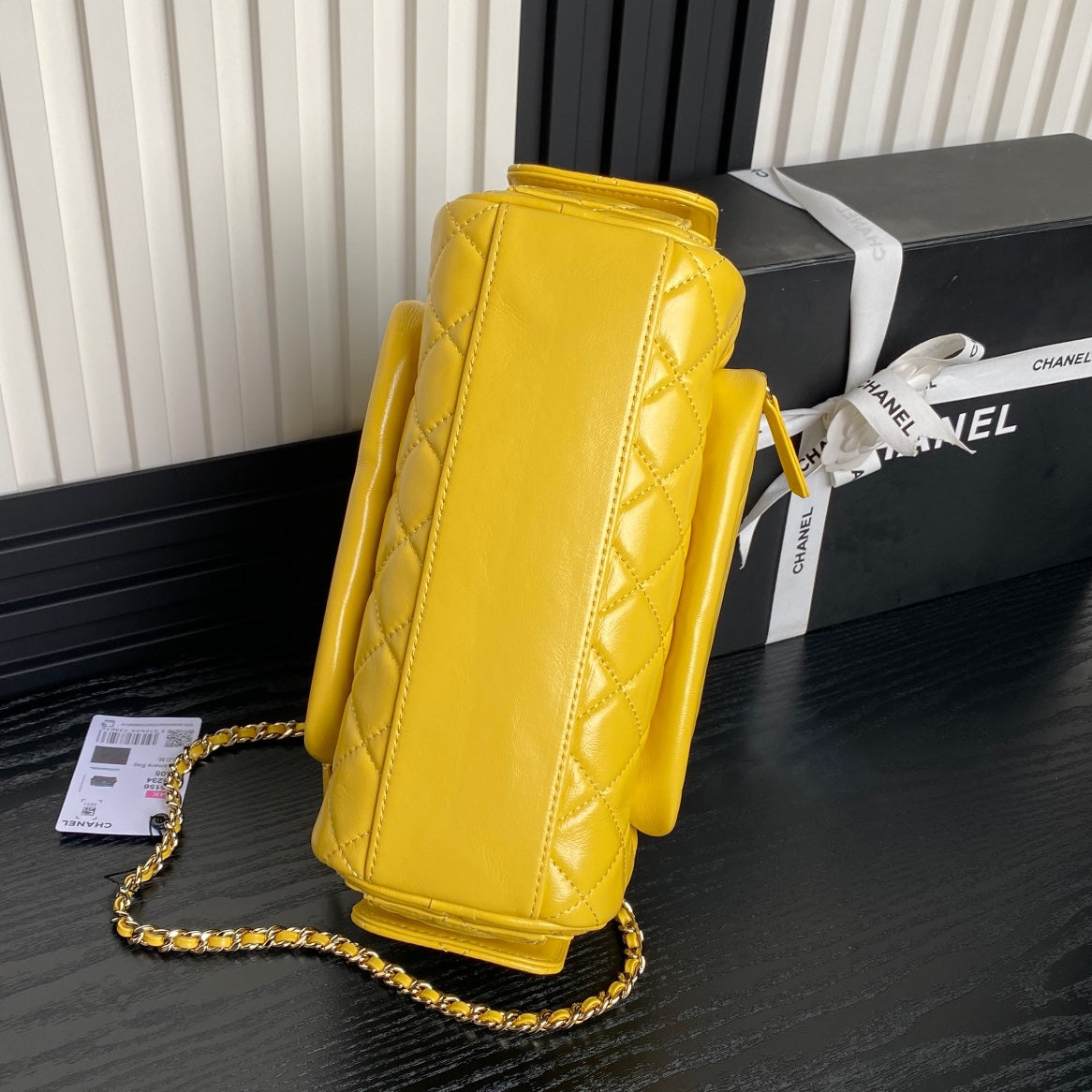 CHANEL 24K Camera Bag Yellow Calfskin Gold Hardware
