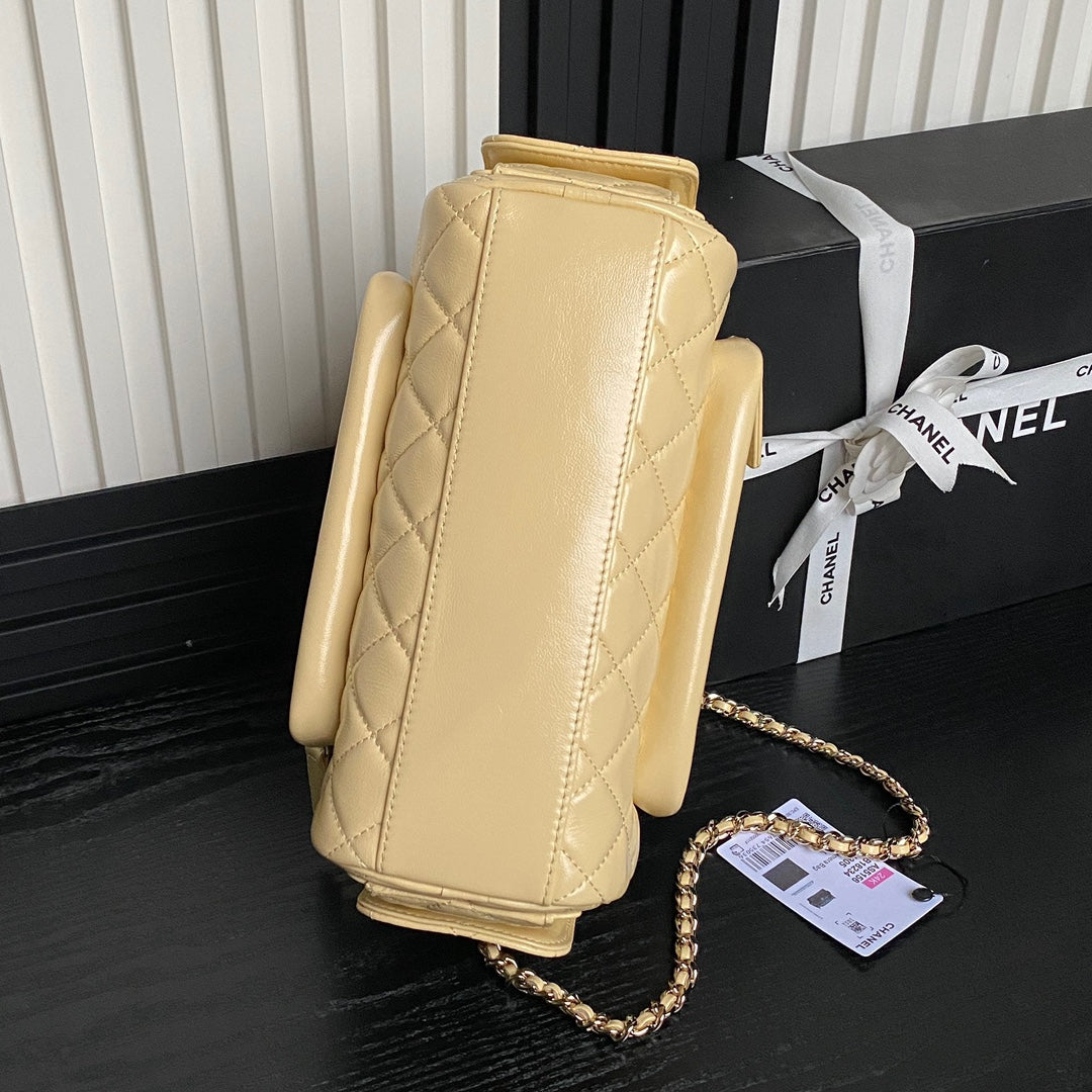 CHANEL 24K Camera Bag Beige Calfskin Gold Hardware