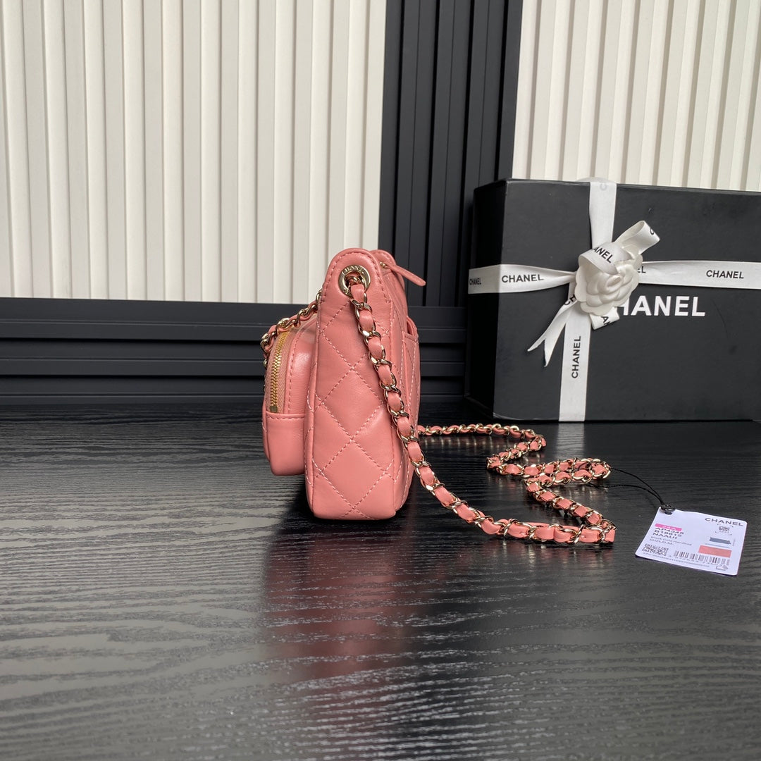 CHANEL 25C Clutch With Strap 21cm Light Pink Calfskin