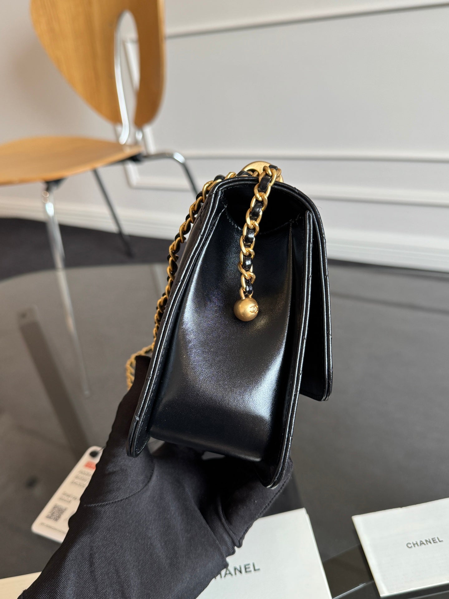 CHANEL Mini Flap 22cm Black Lambskin Gold Hardware
