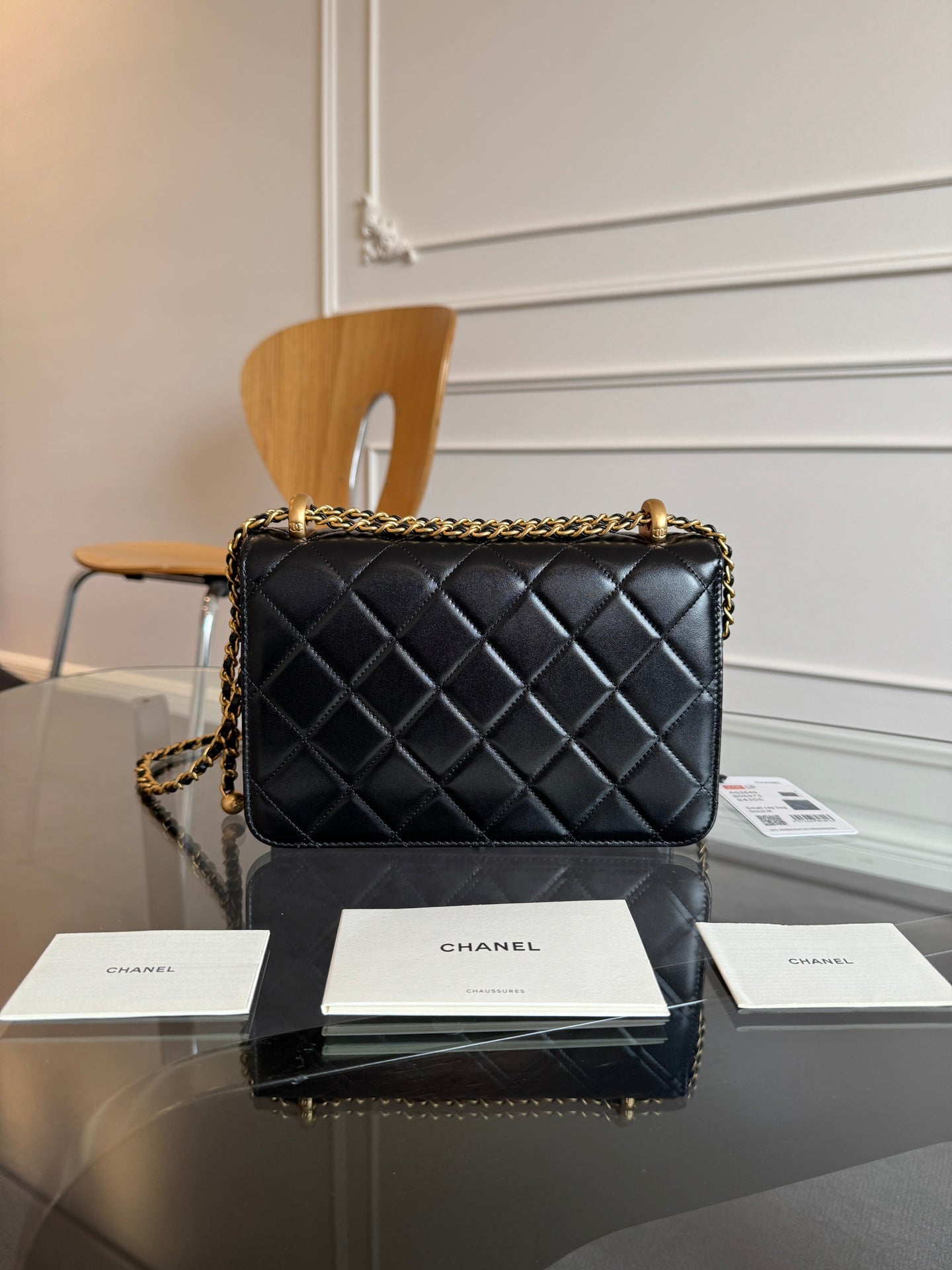 CHANEL Mini Flap 22cm Black Lambskin Gold Hardware