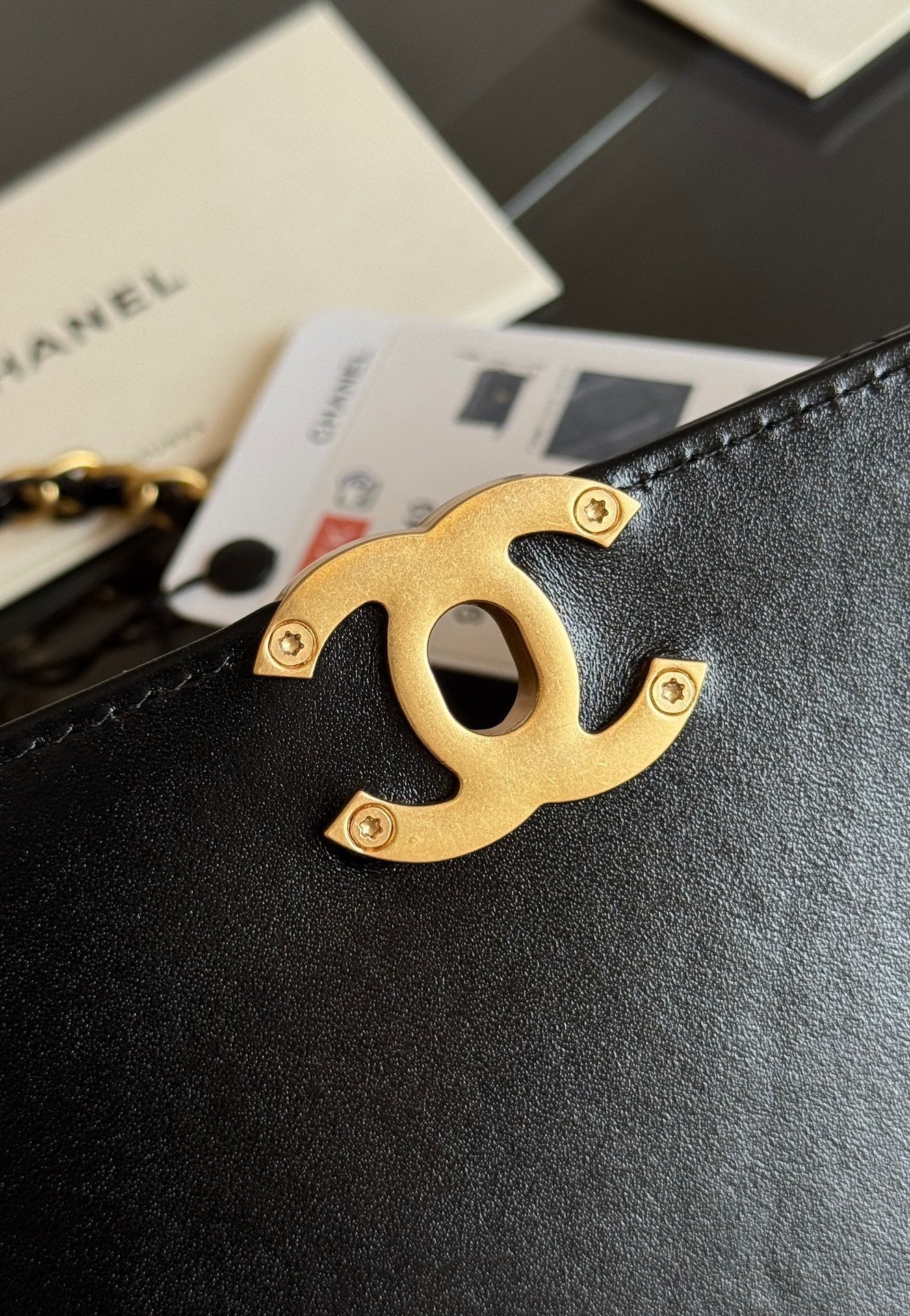 CHANEL Mini Flap 22cm Black Lambskin Gold Hardware