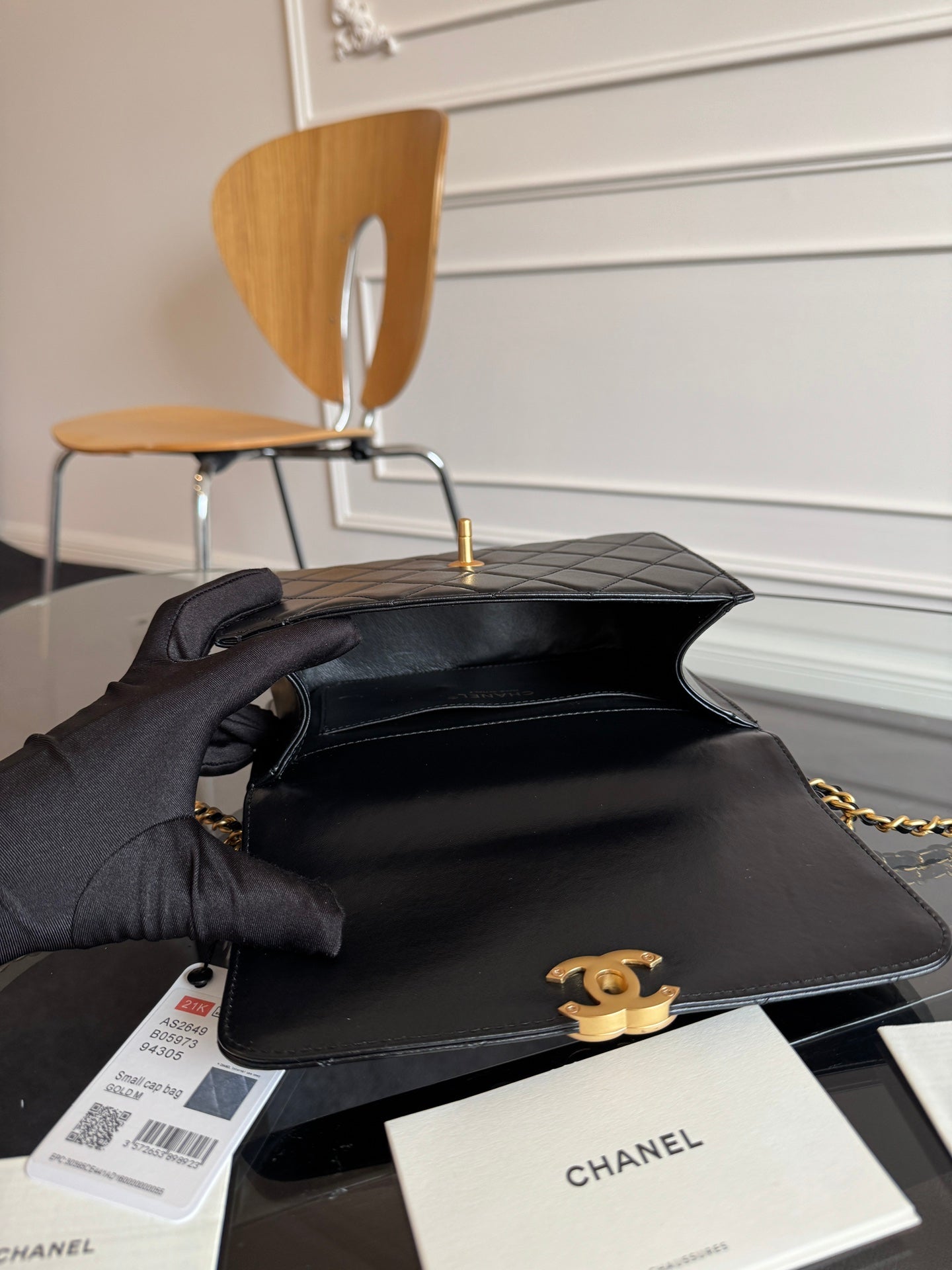 CHANEL Mini Flap 22cm Black Lambskin Gold Hardware