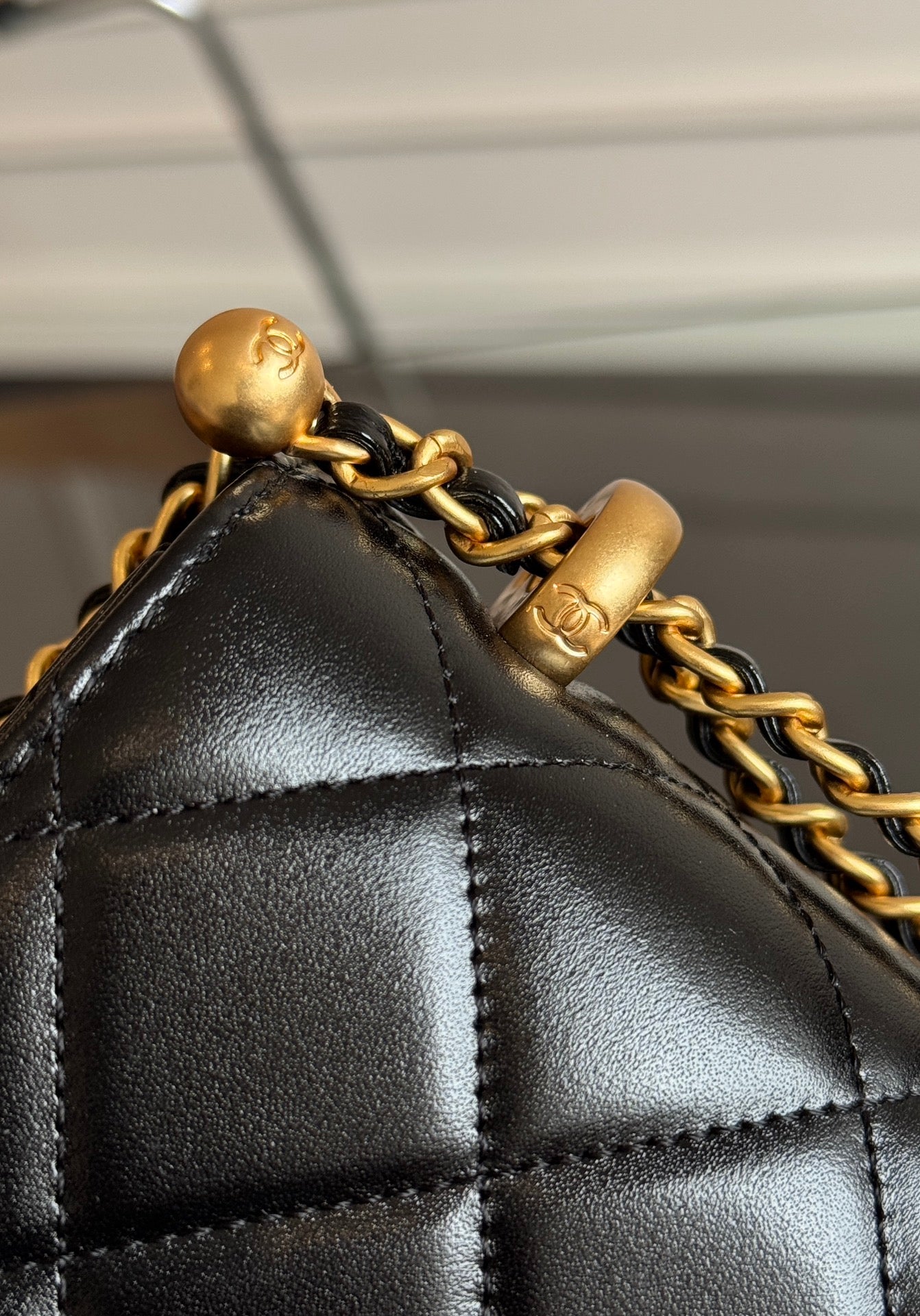 CHANEL Mini Flap 22cm Black Lambskin Gold Hardware
