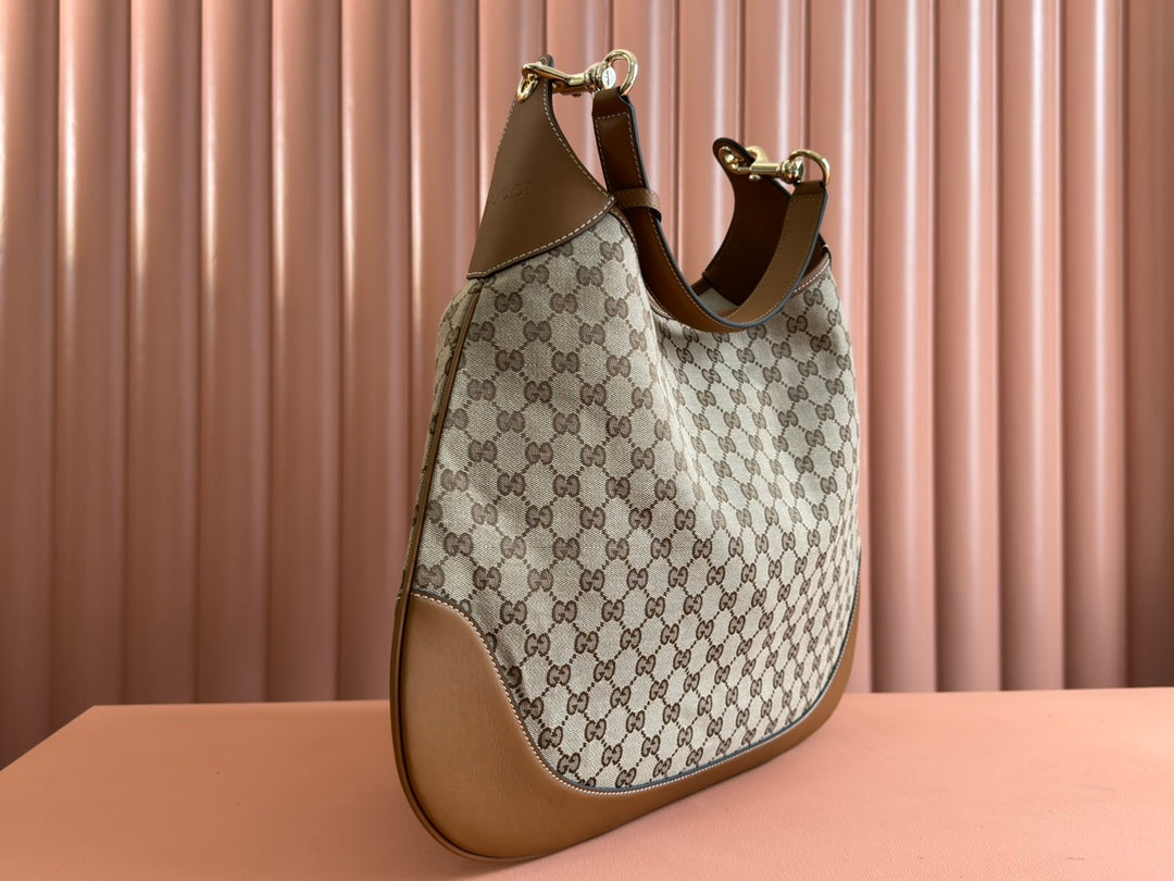 Gucci BODY MEDIUM SHOULDER BAD 49 IN BEIGE MONOGRAM CANVAS AND BROWN CALFSKIN GOLD HARDWARE
