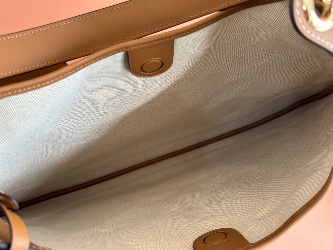 Gucci BODY MEDIUM SHOULDER BAD 49 IN BEIGE MONOGRAM CANVAS AND BROWN CALFSKIN GOLD HARDWARE