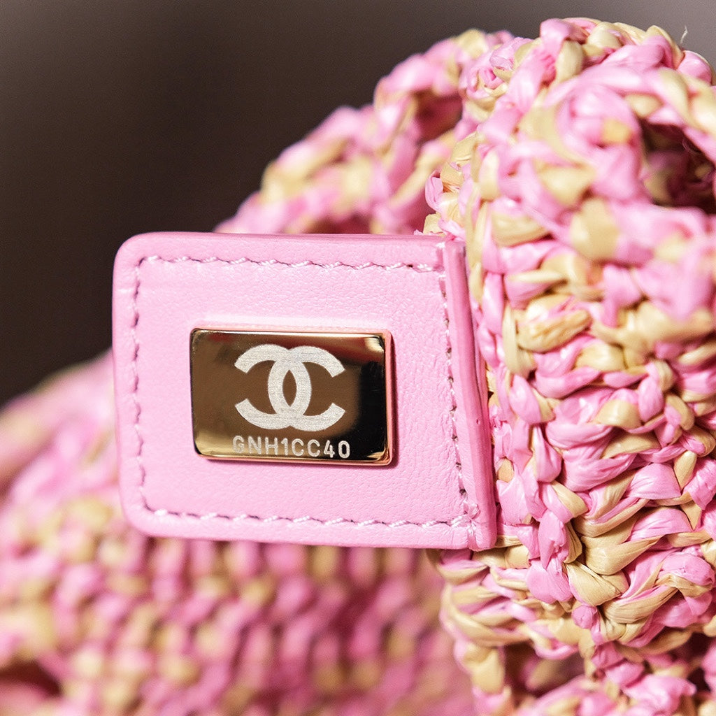 CHANEL coco beach bag 51cm pink raffia