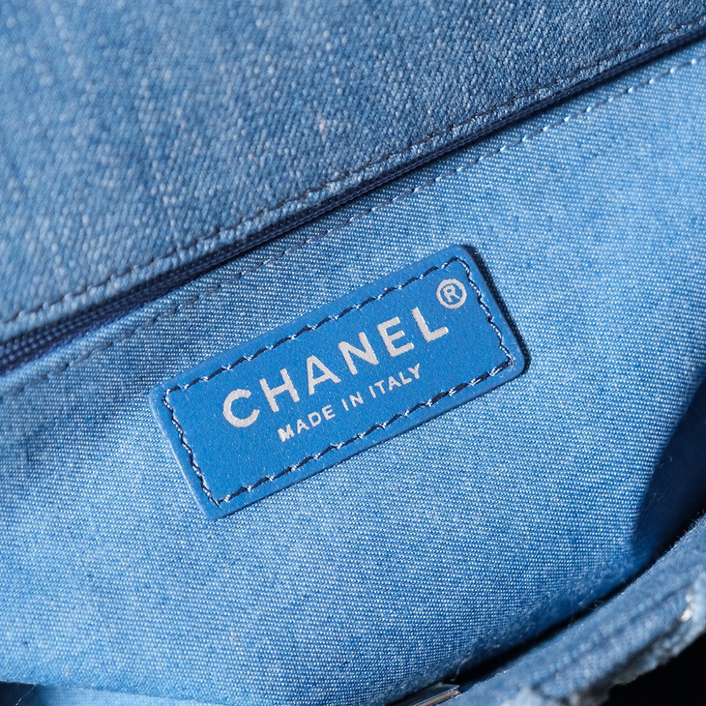 CHANEL 24S Flap Bag 25.5cm Blue Quilted Denim