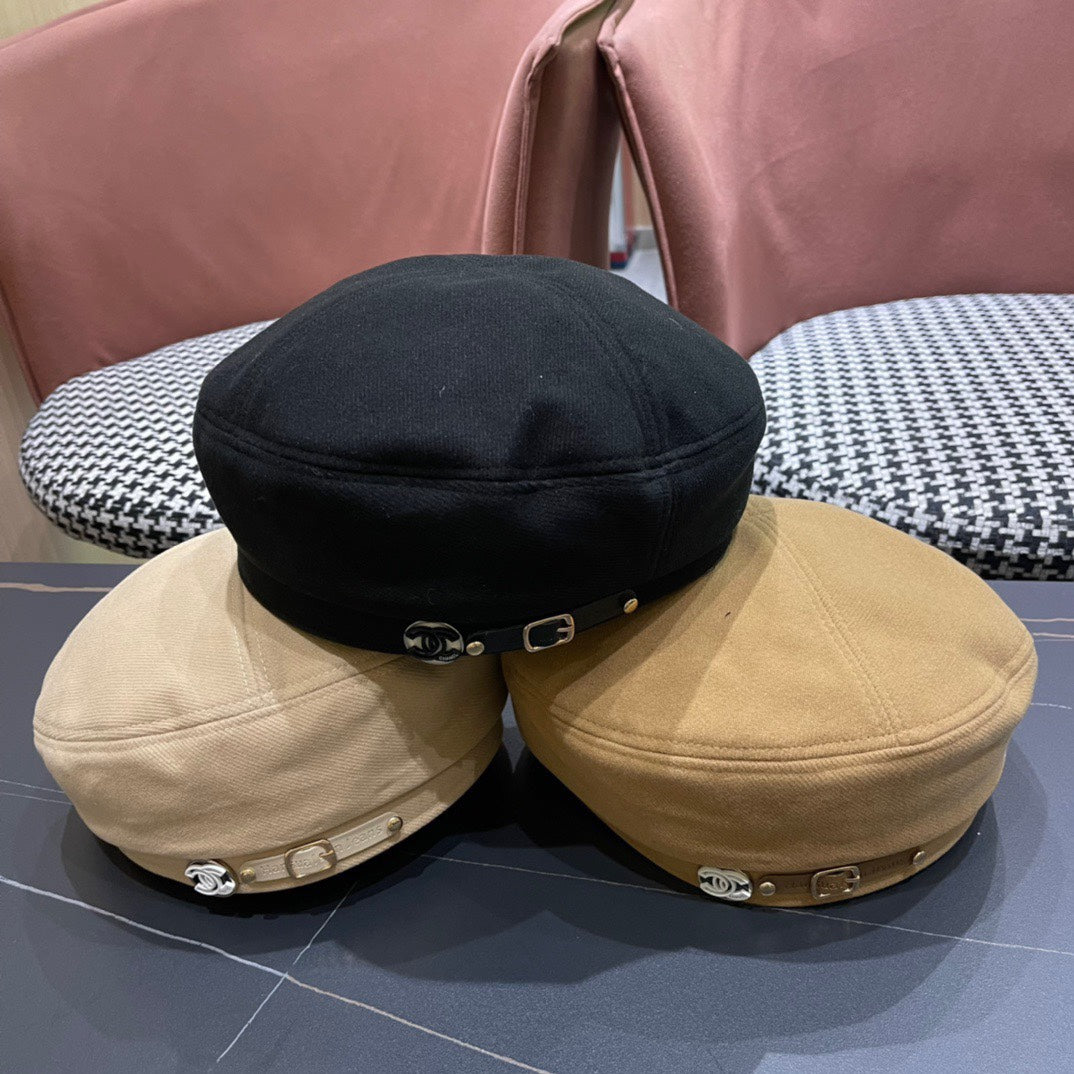 CHANEL BERET HAT IN OAT YELLOW FABRIC 419384