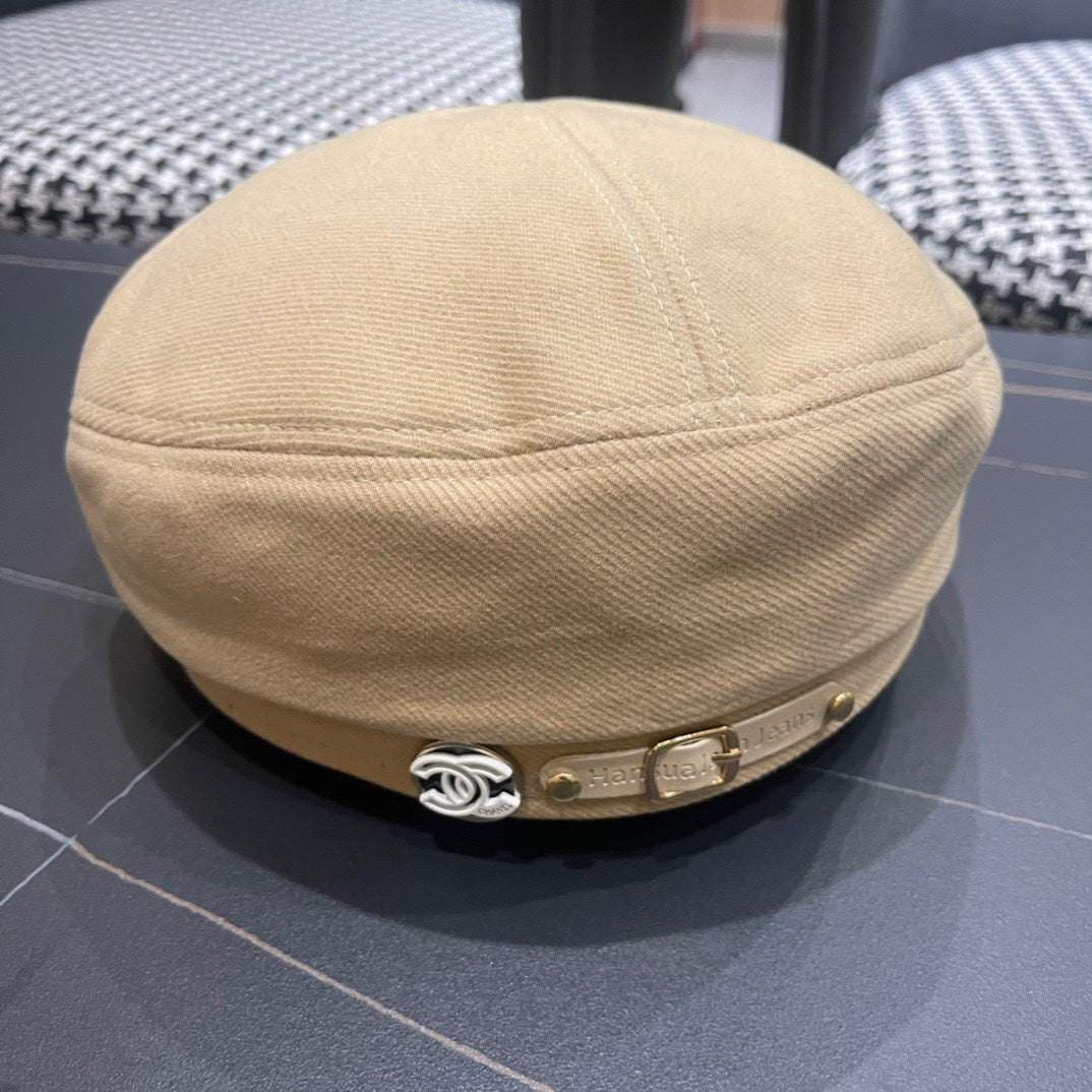 CHANEL BERET HAT IN OAT YELLOW FABRIC 419384
