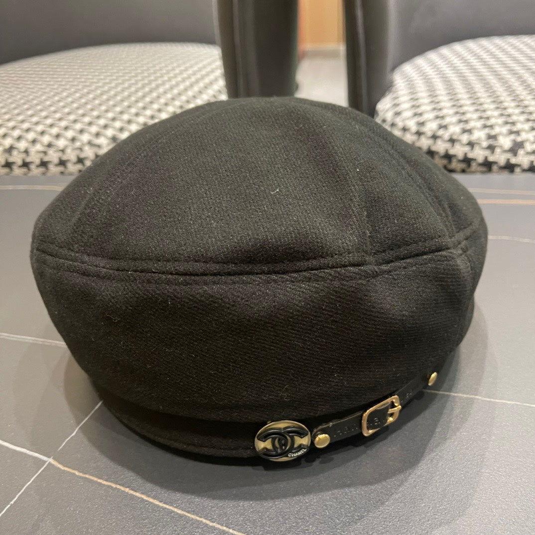 CHANEL BERET HAT IN BLACK FABRIC 419385