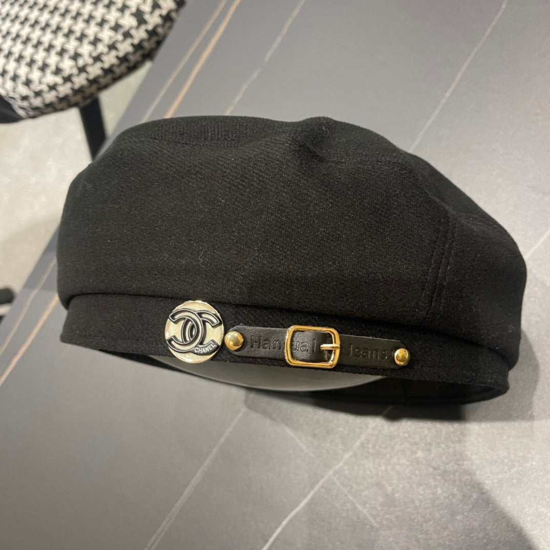 CHANEL BERET HAT IN BLACK FABRIC 419385